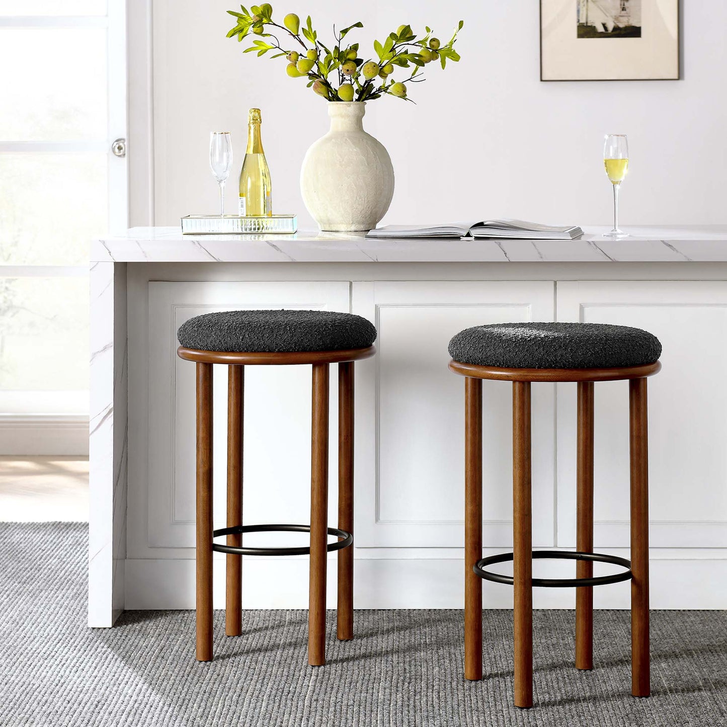 Fable Boucle Fabric Bar Stools Set of 2