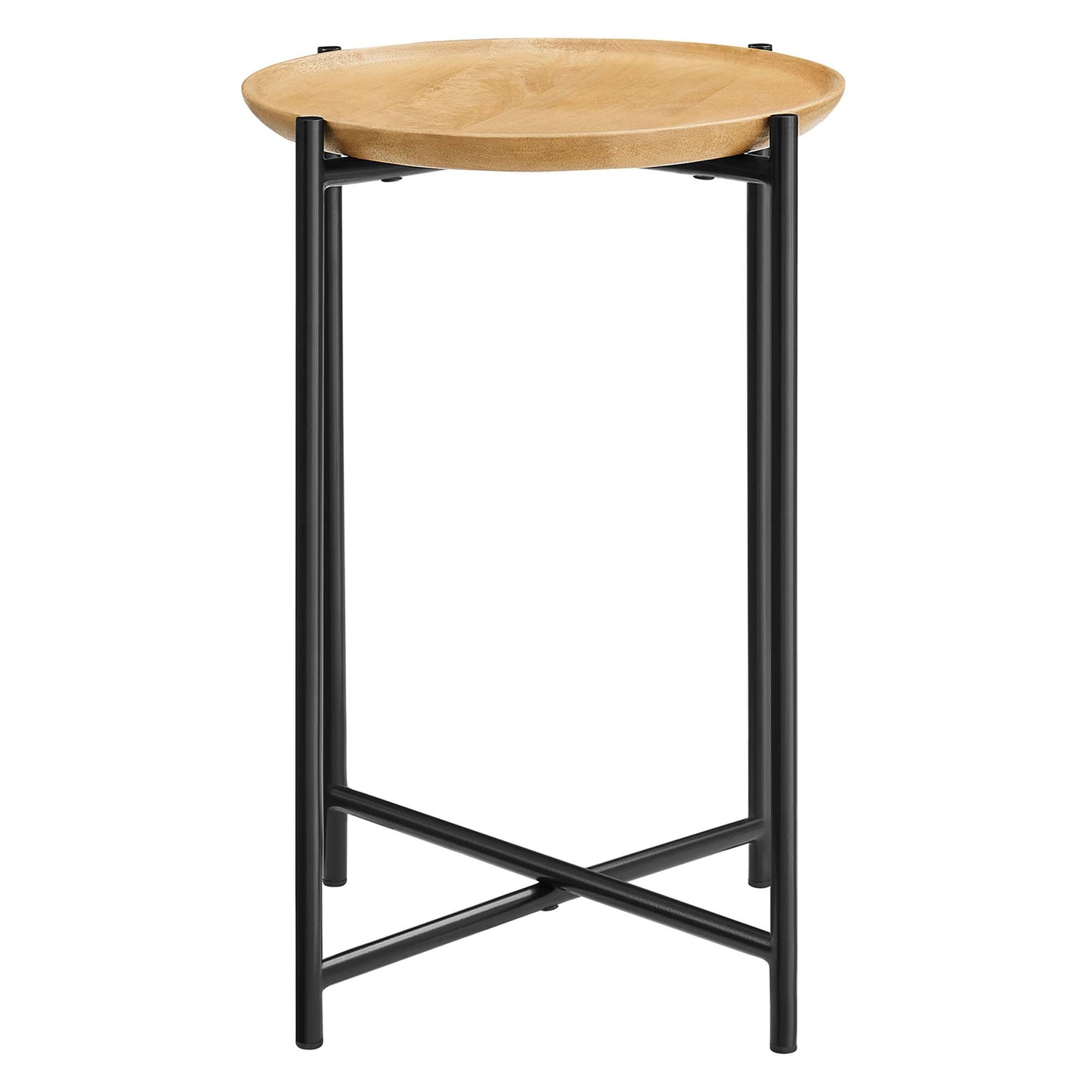 Xilo Round Wood and Metal Side Table