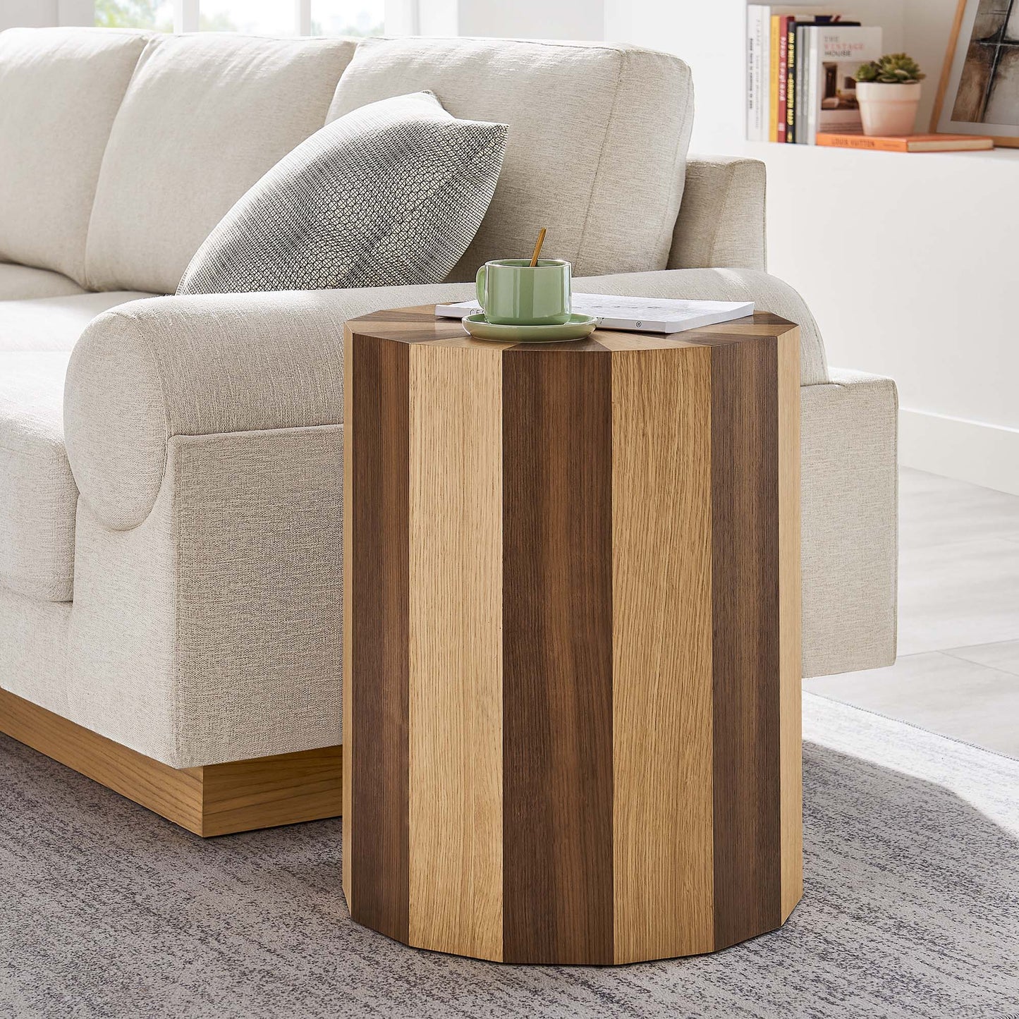 Twirl Two-Toned Wood Veneer Side Table