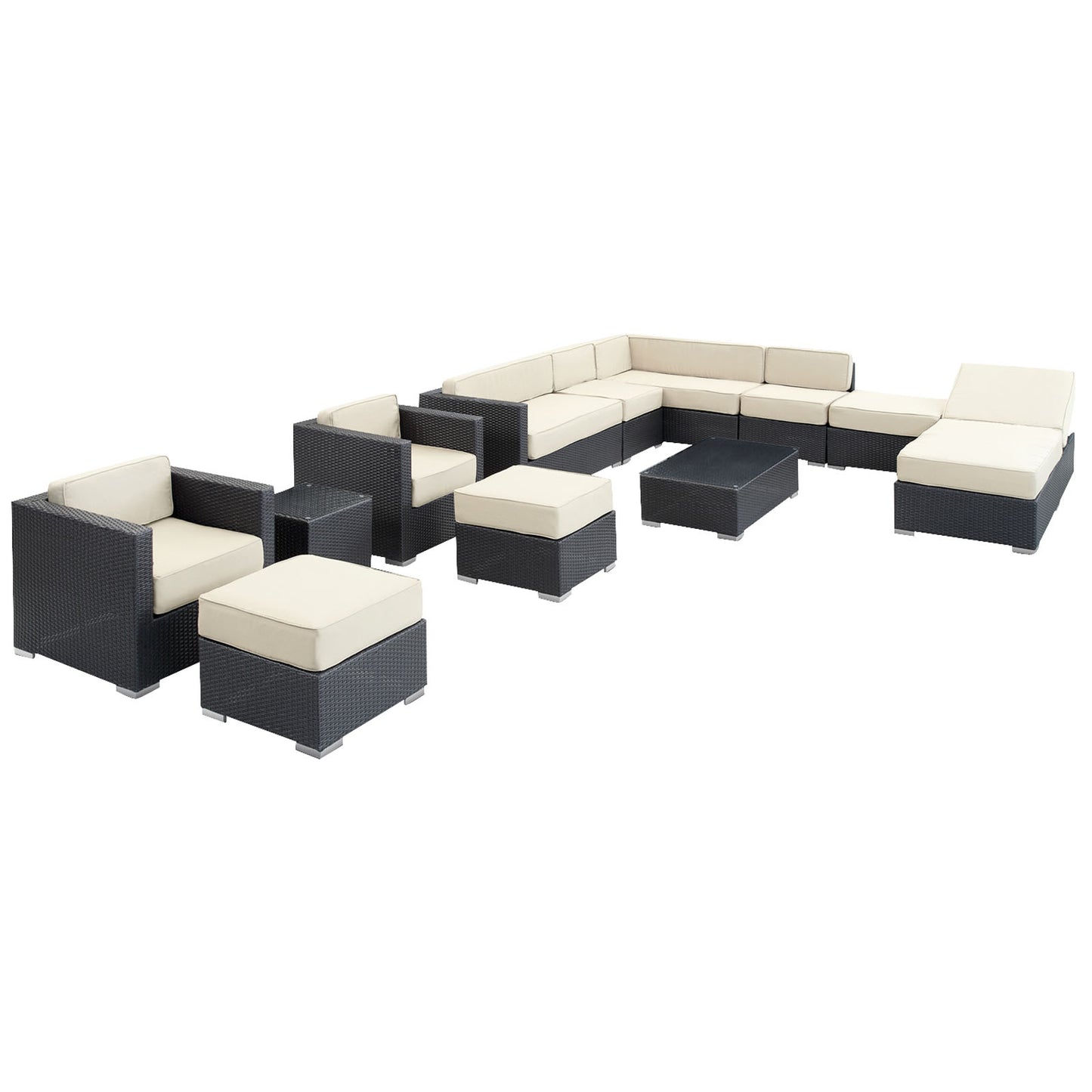 Fusion 12 Piece Outdoor Patio Sectional Set