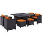 Inverse 9 Piece Outdoor Patio Dining Set