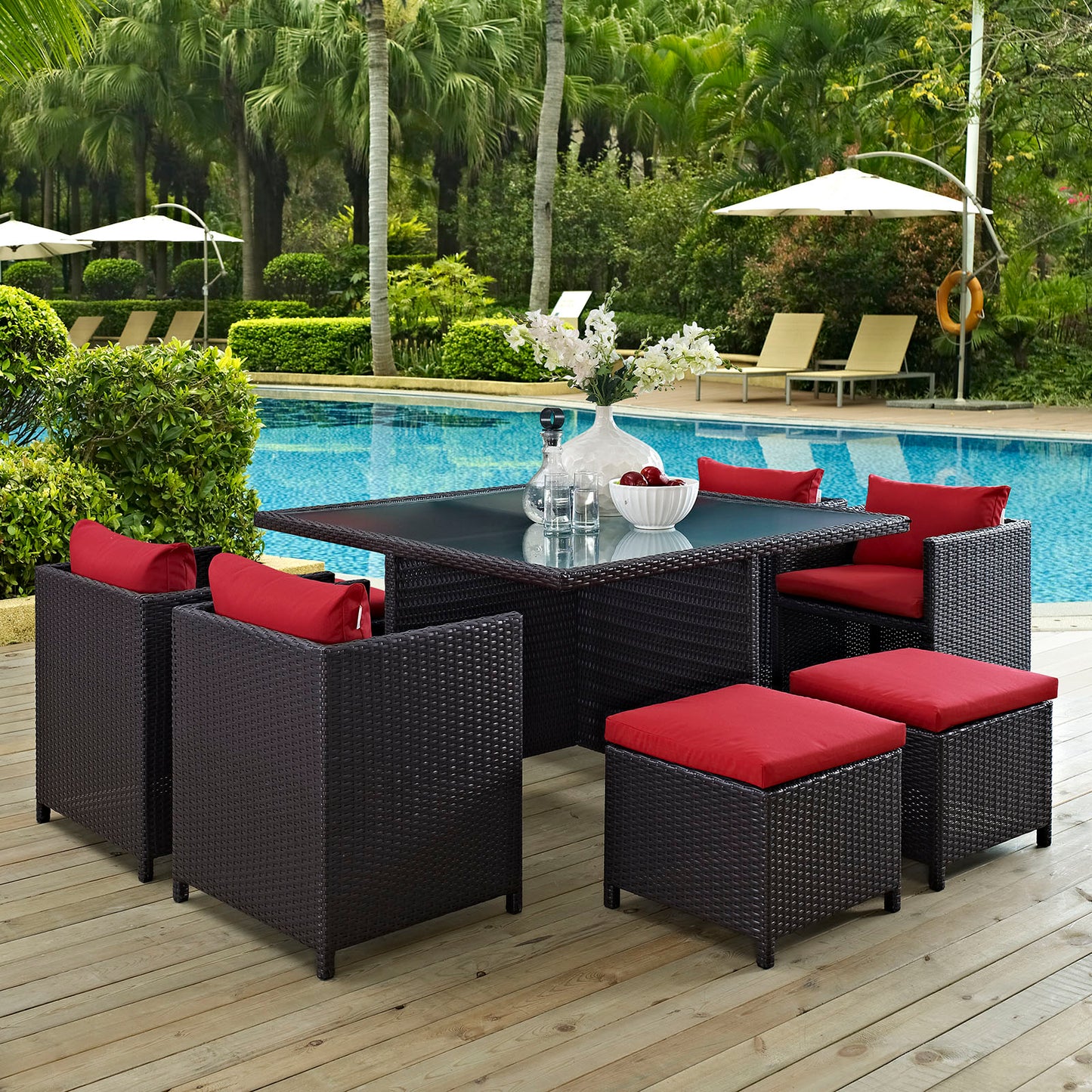 Inverse 9 Piece Outdoor Patio Dining Set