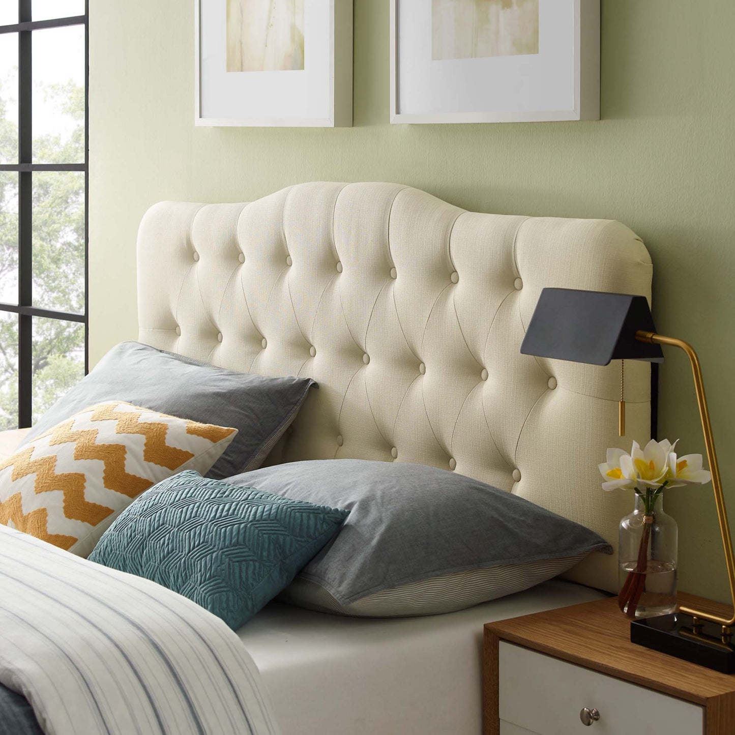 Annabel Upholstered Fabric Queen Headboard