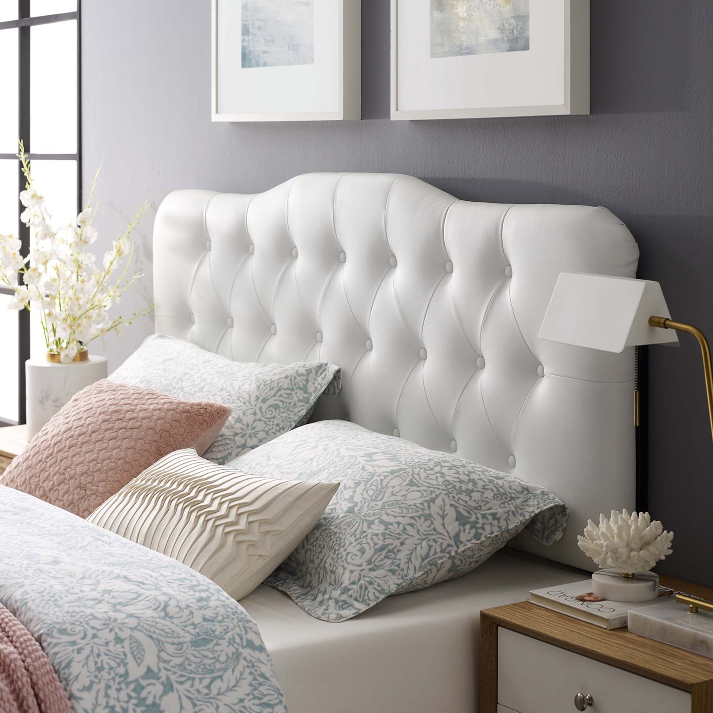 Annabel Upholstered Vinyl Queen Headboard