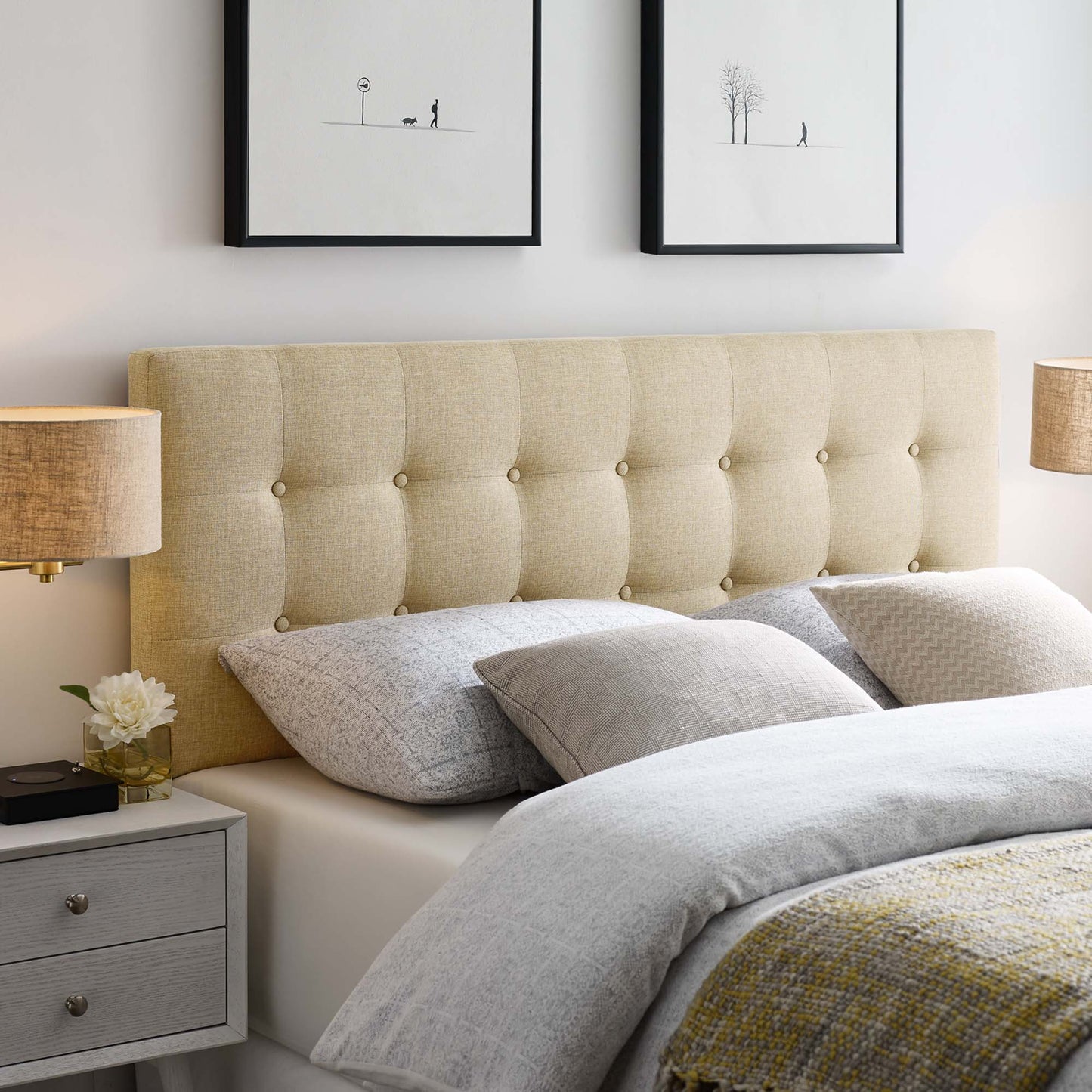 Emily Upholstered Fabric Queen Headboard