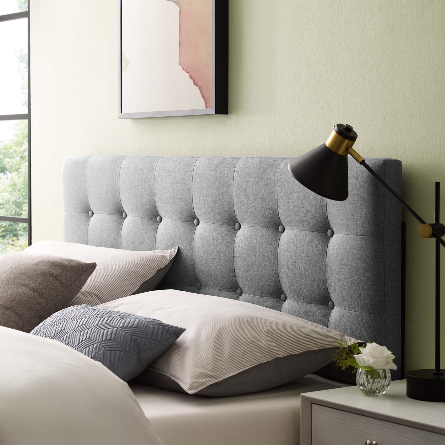 Emily Upholstered Fabric Queen Headboard