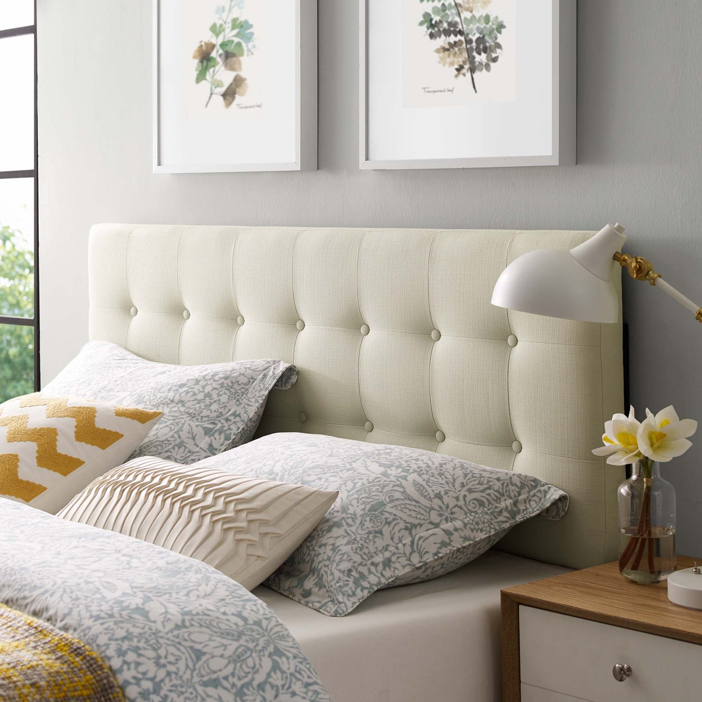 Emily Upholstered Fabric Queen Headboard