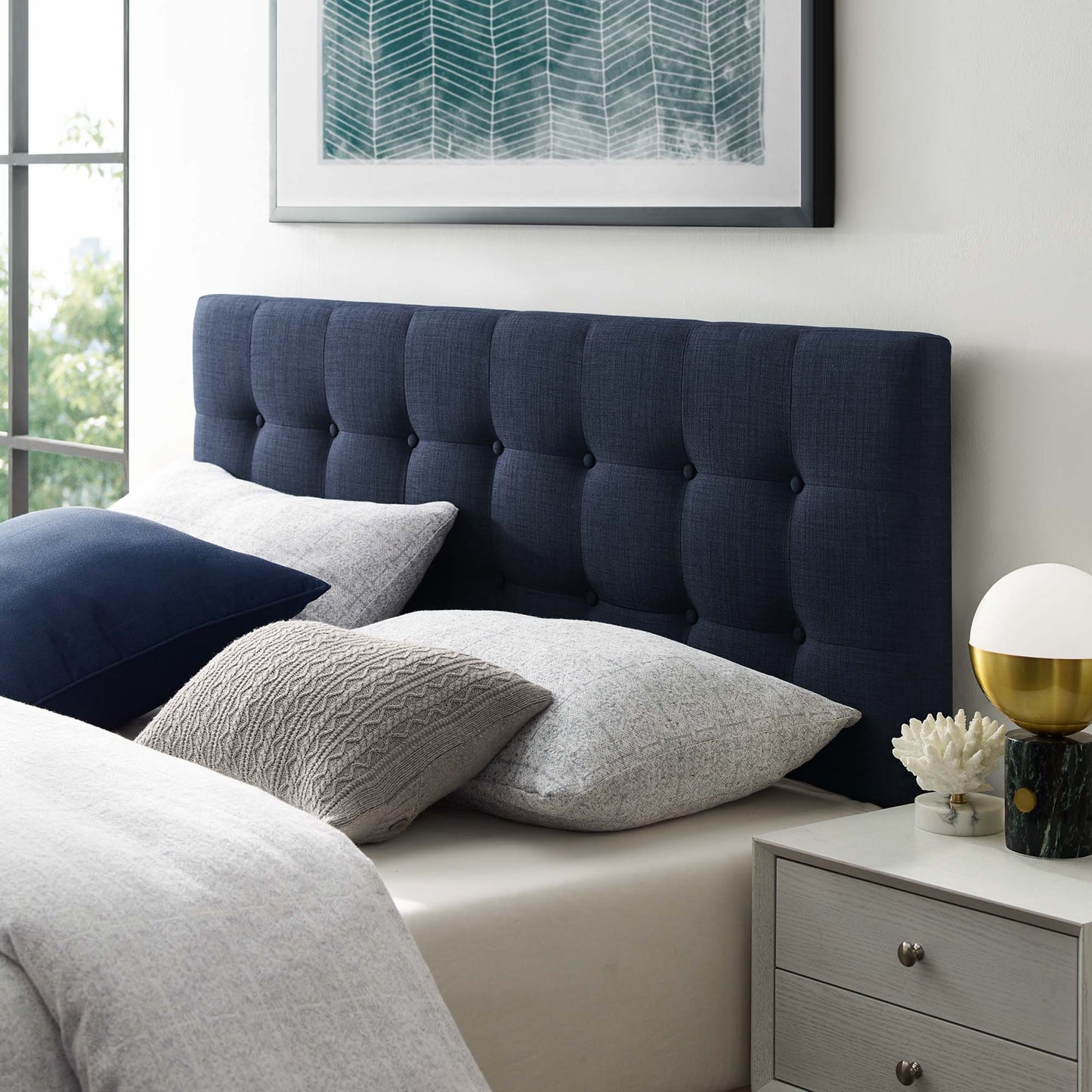 Emily Upholstered Fabric Queen Headboard