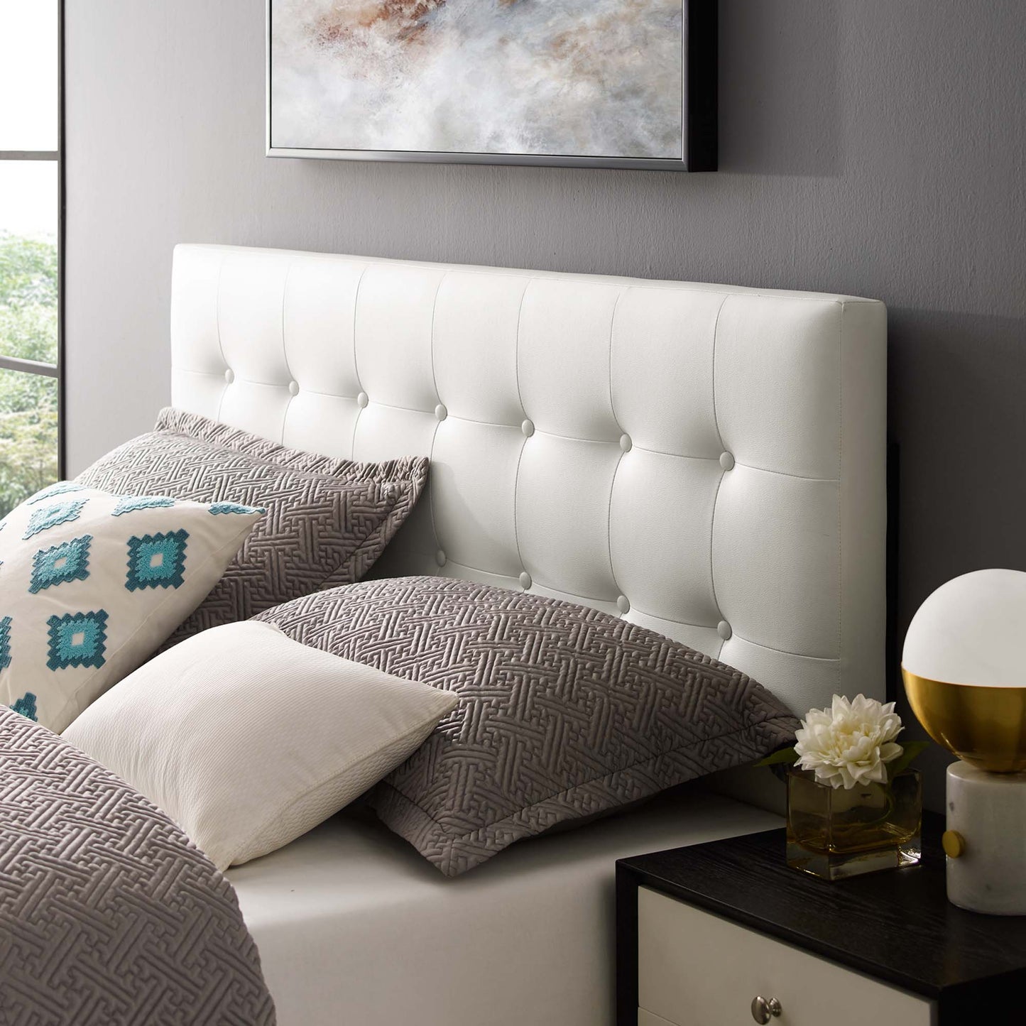 Emily Upholstered Vinyl Queen Headboard