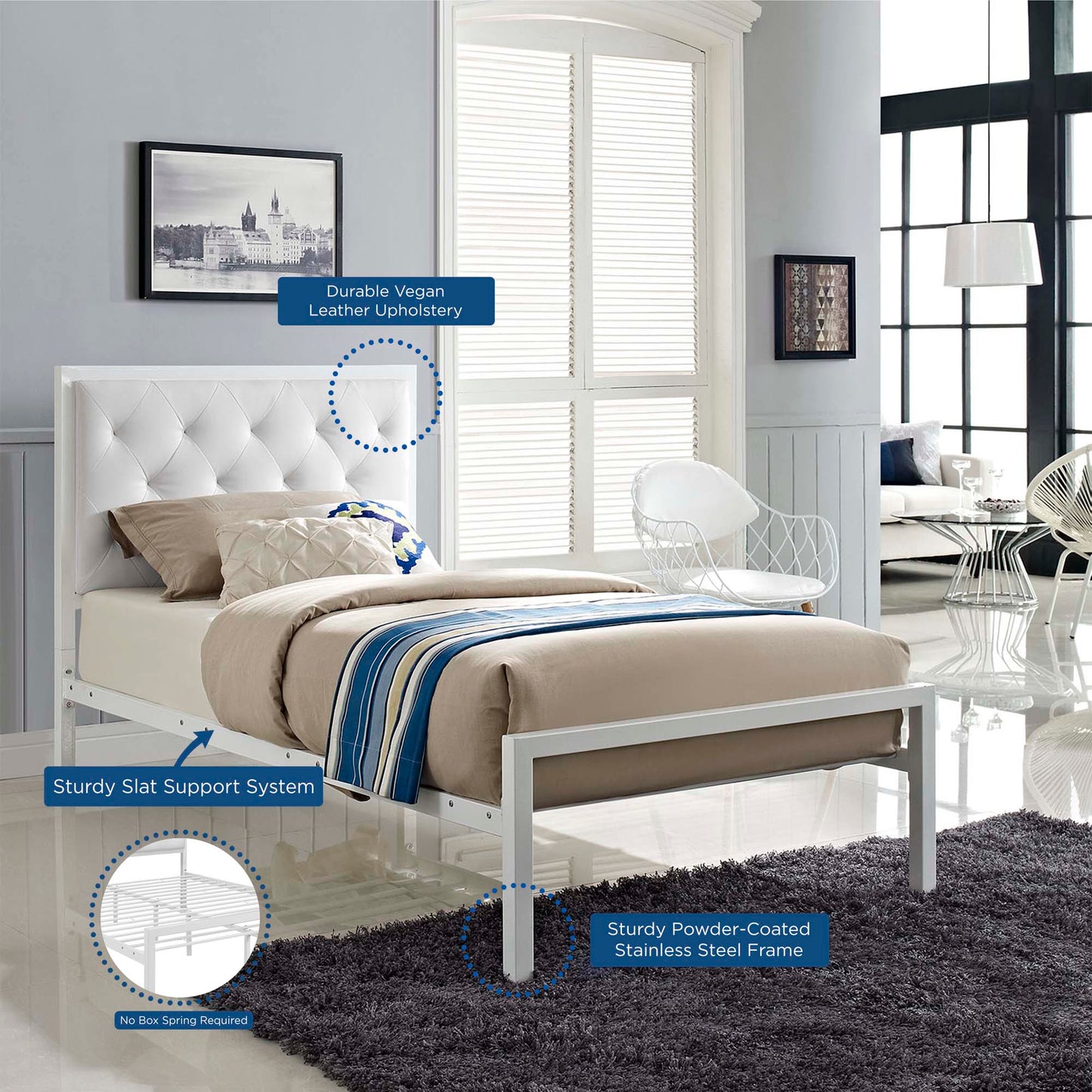 Mia Vinyl Twin Bed