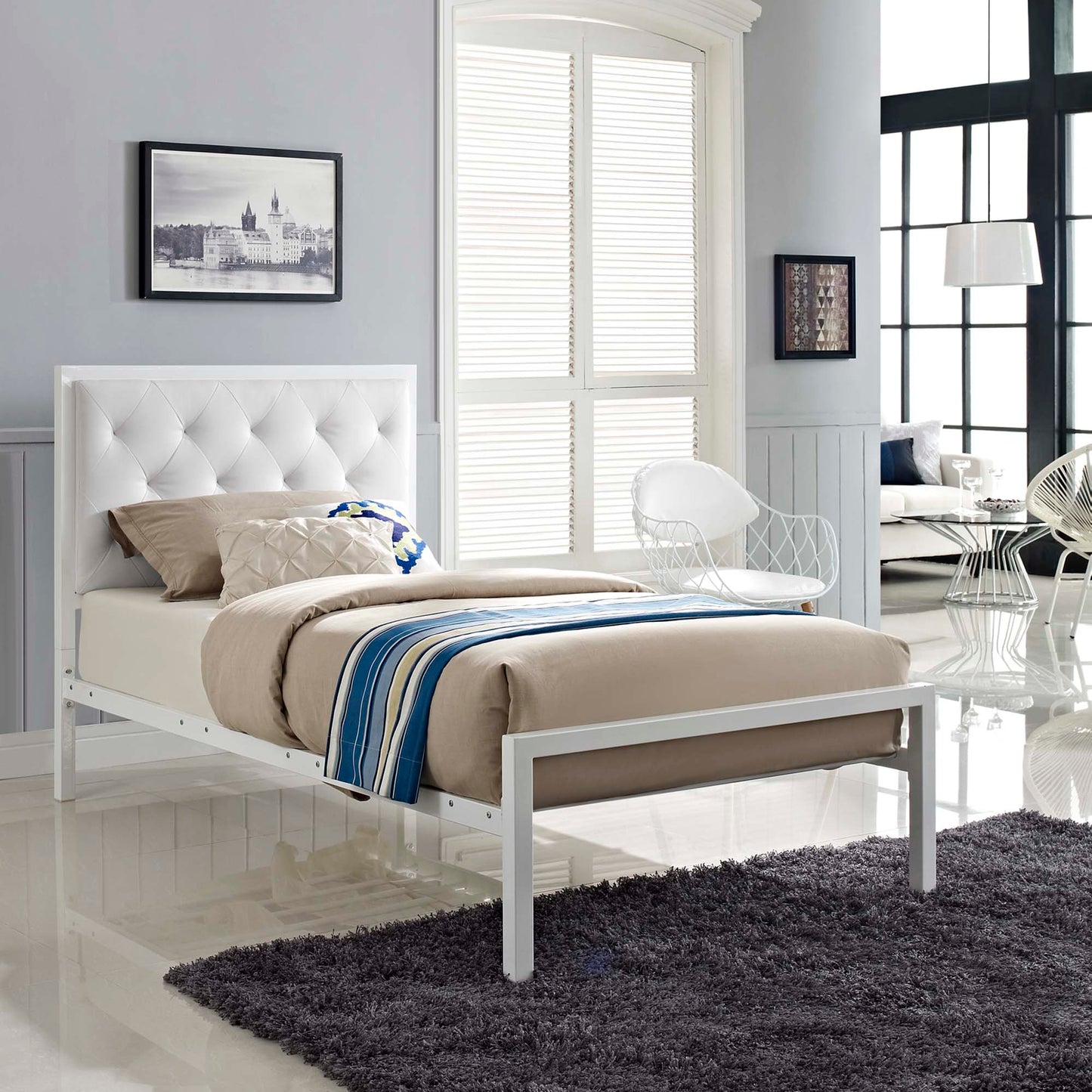 Mia Vinyl Twin Bed