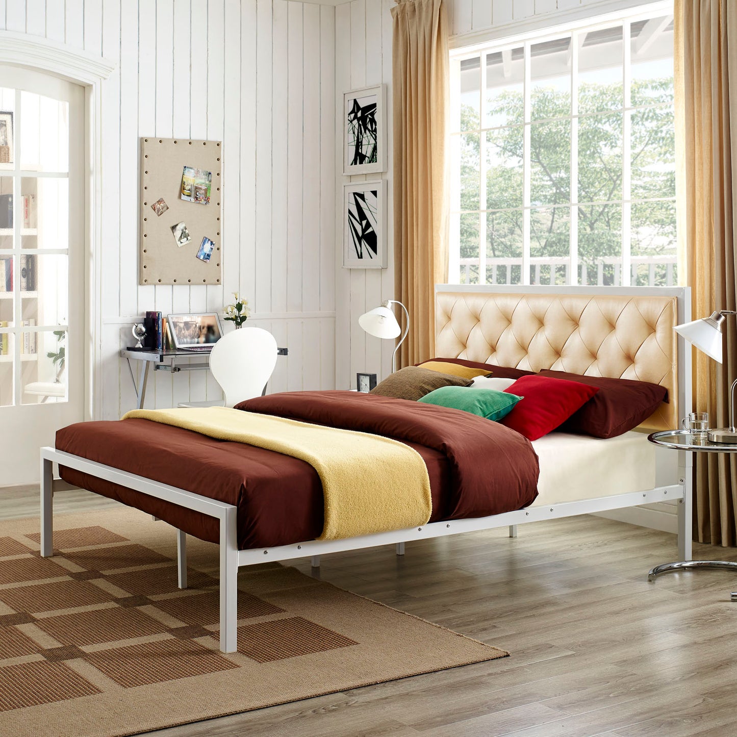 Mia Vinyl Queen Bed