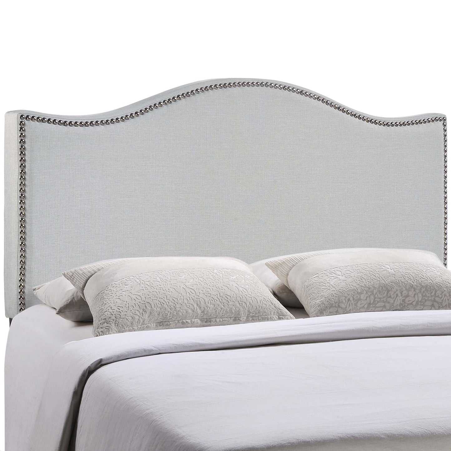 Curl Nailhead Upholstered King Headboard