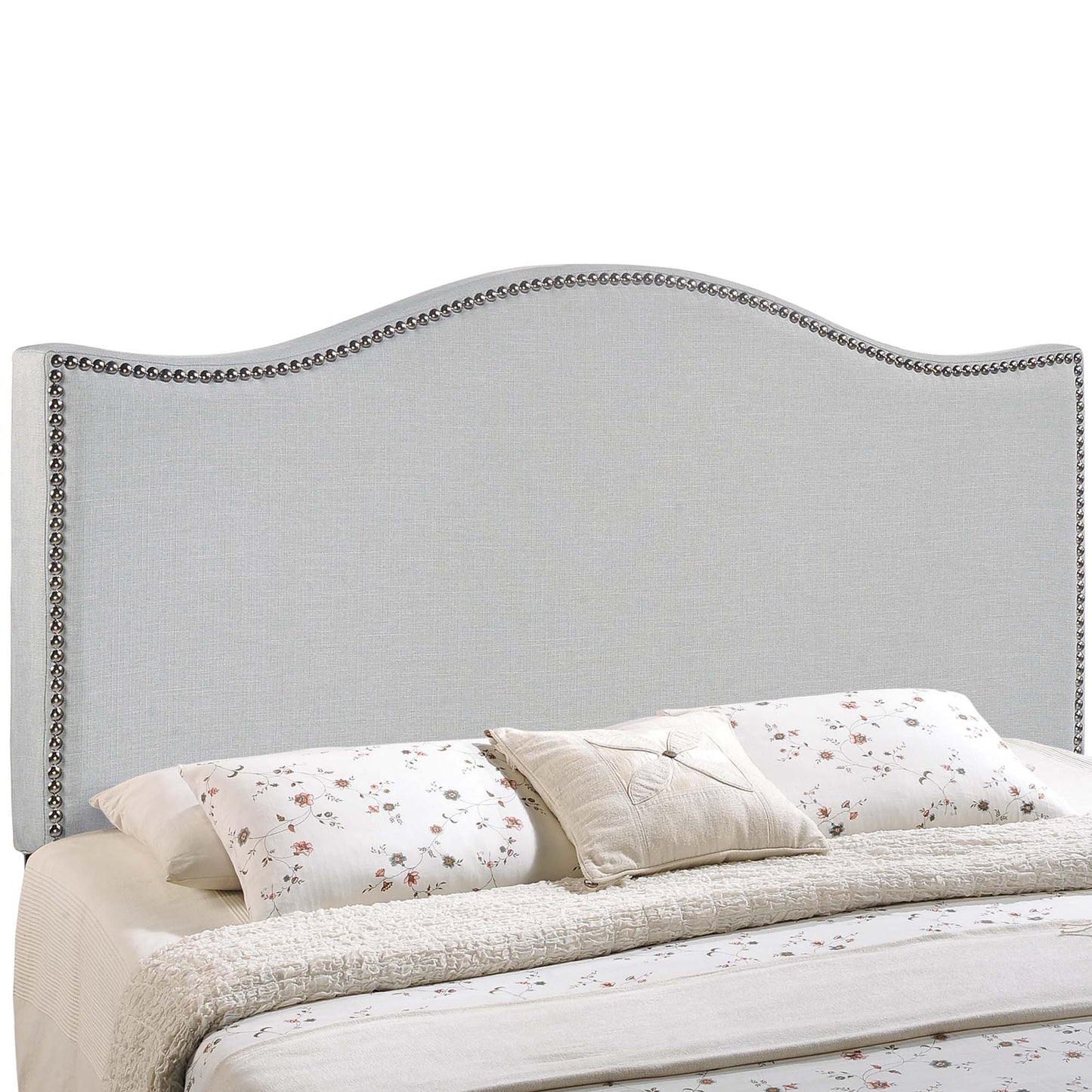 Curl Nailhead Upholstered King Headboard