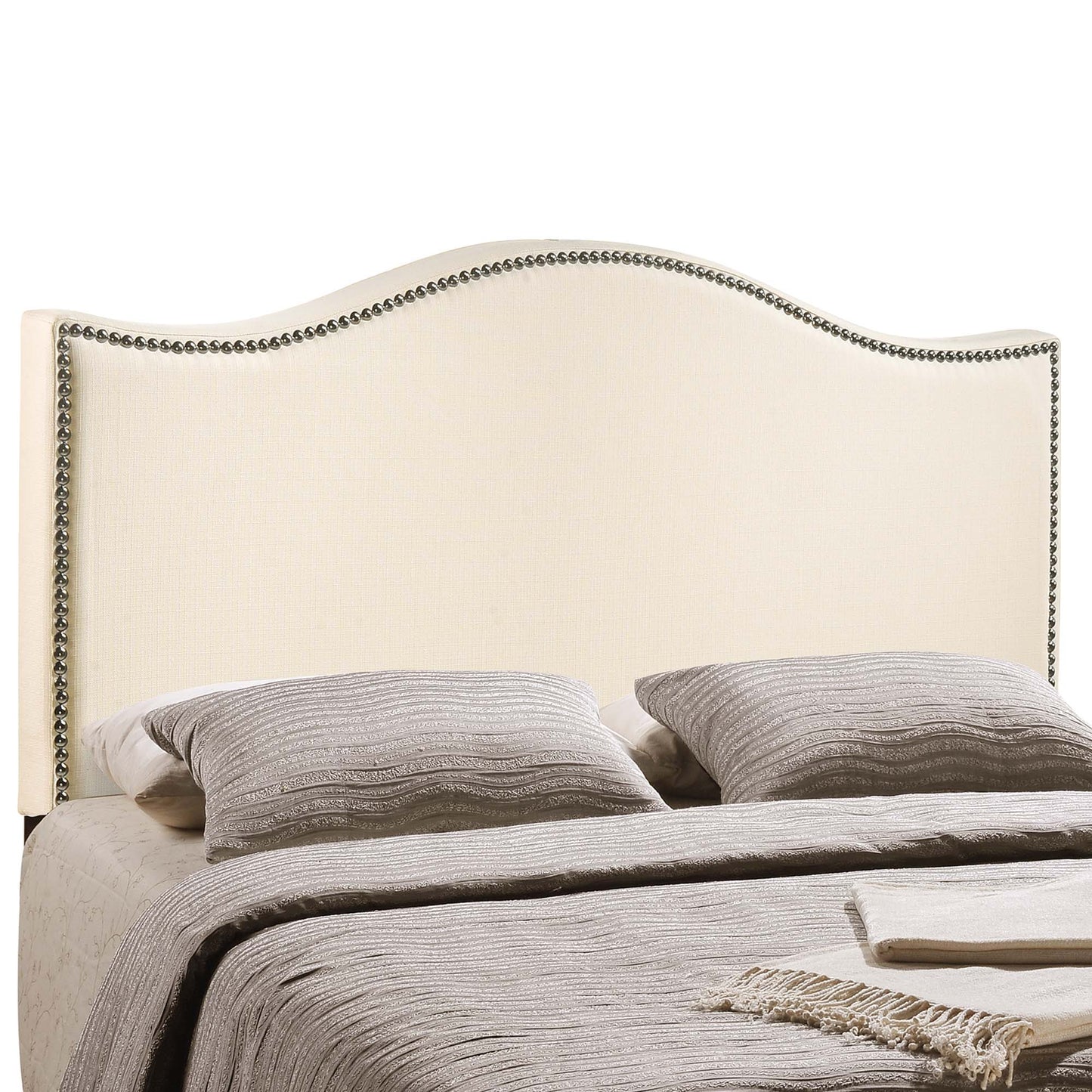 Curl Nailhead Upholstered King Headboard