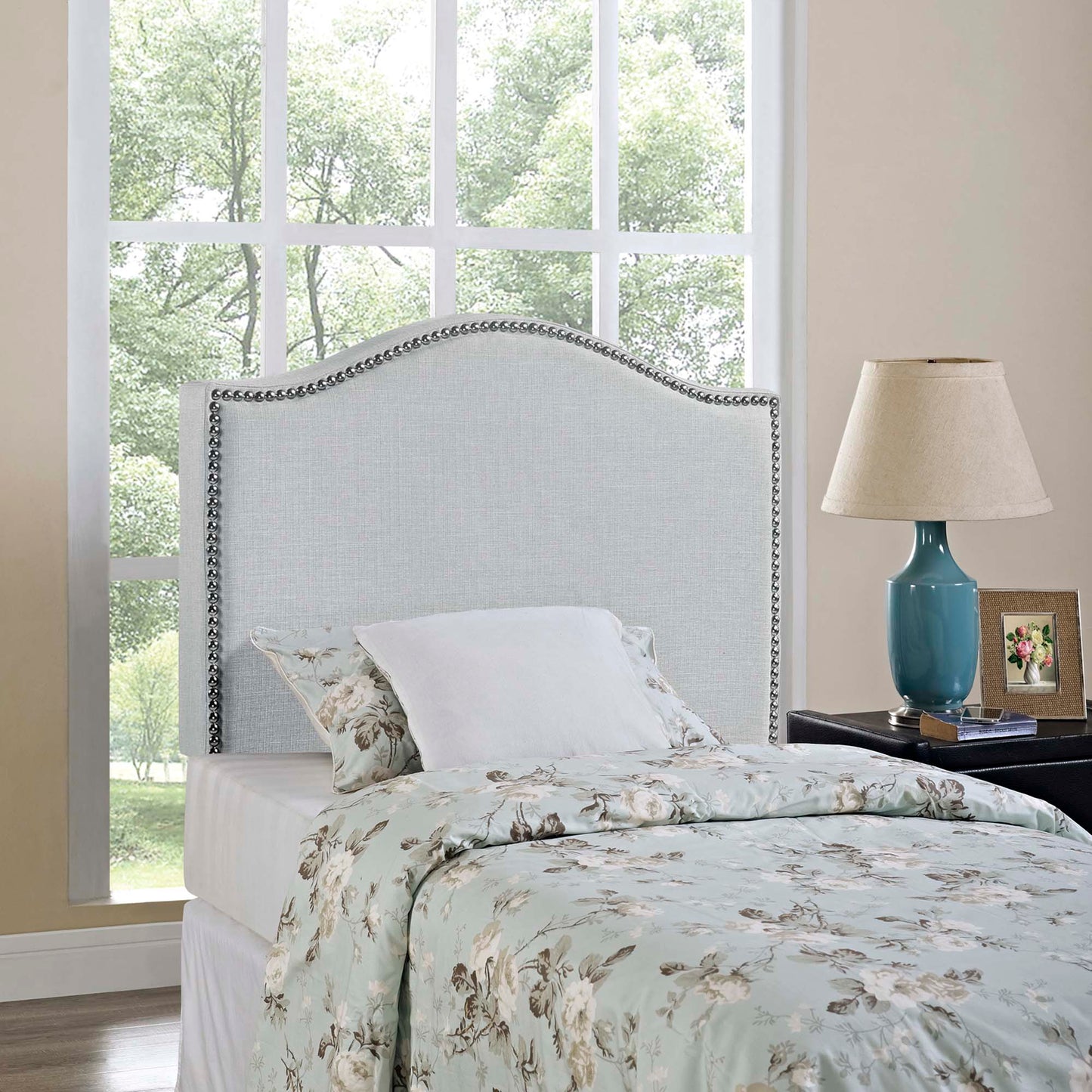 Curl Nailhead Upholstered Twin Headboard