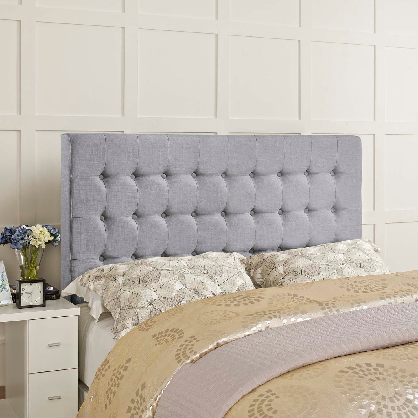 Tinble Upholstered Fabric Queen Headboard