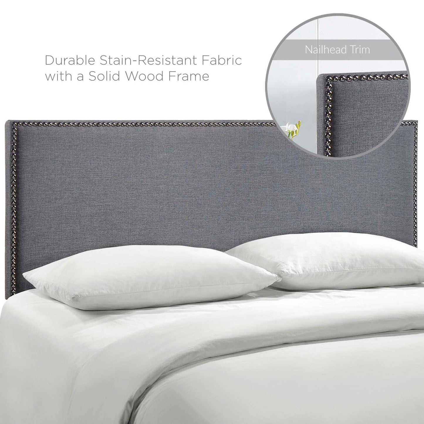 Region Nailhead Upholstered Queen Headboard