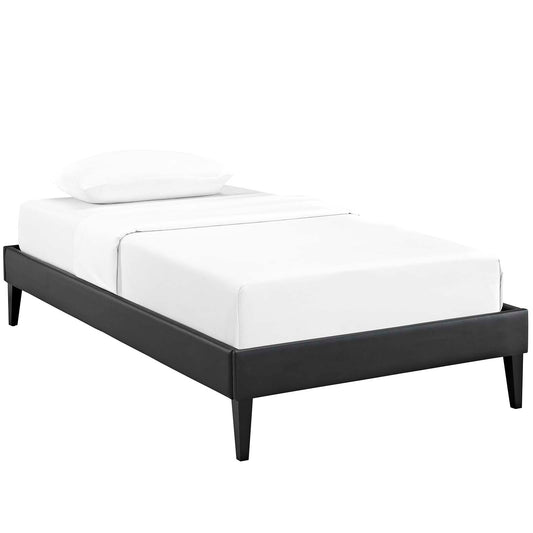 Sharon Vinyl Twin Bed Frame with Squared Tapered Legs