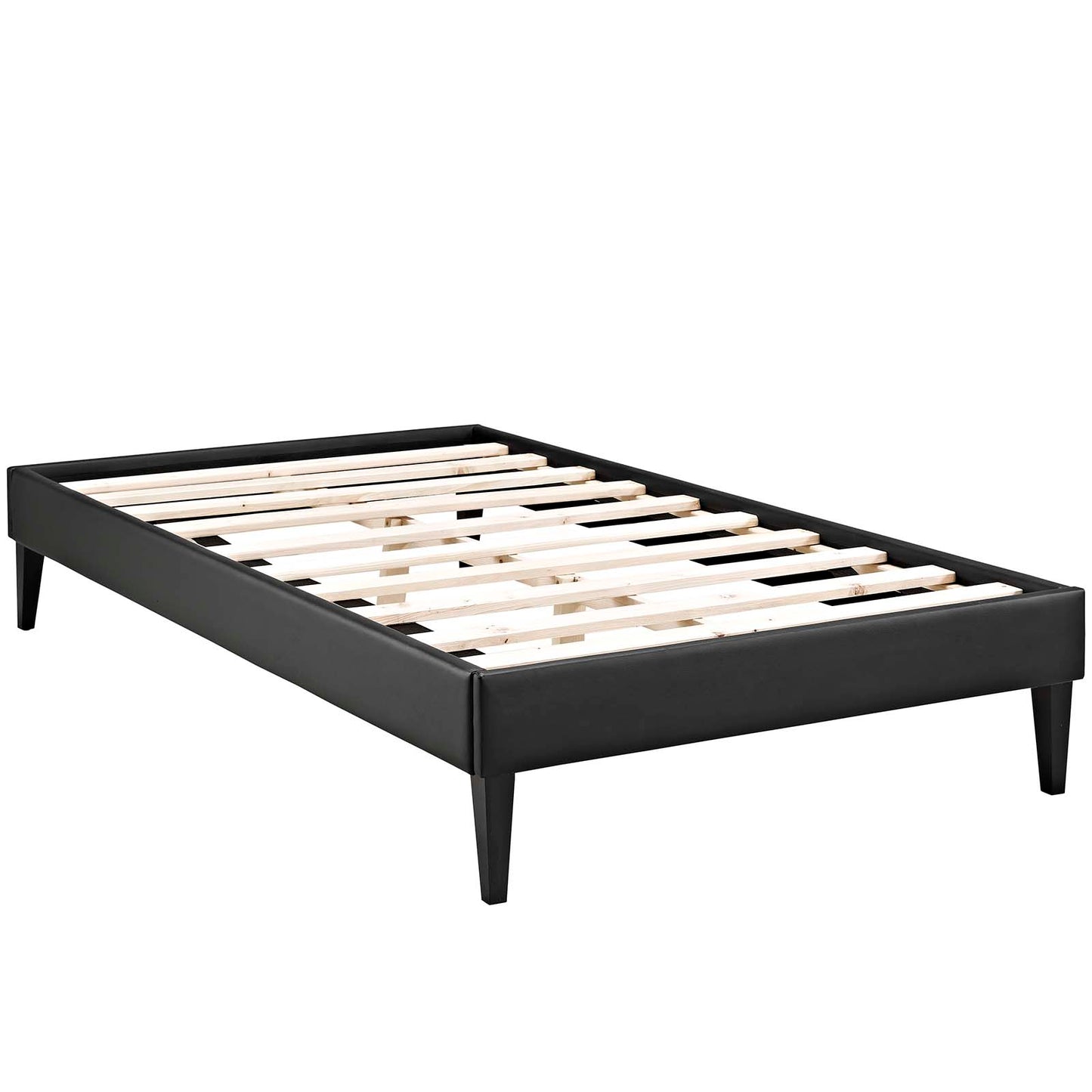 Sharon Vinyl Twin Bed Frame with Squared Tapered Legs