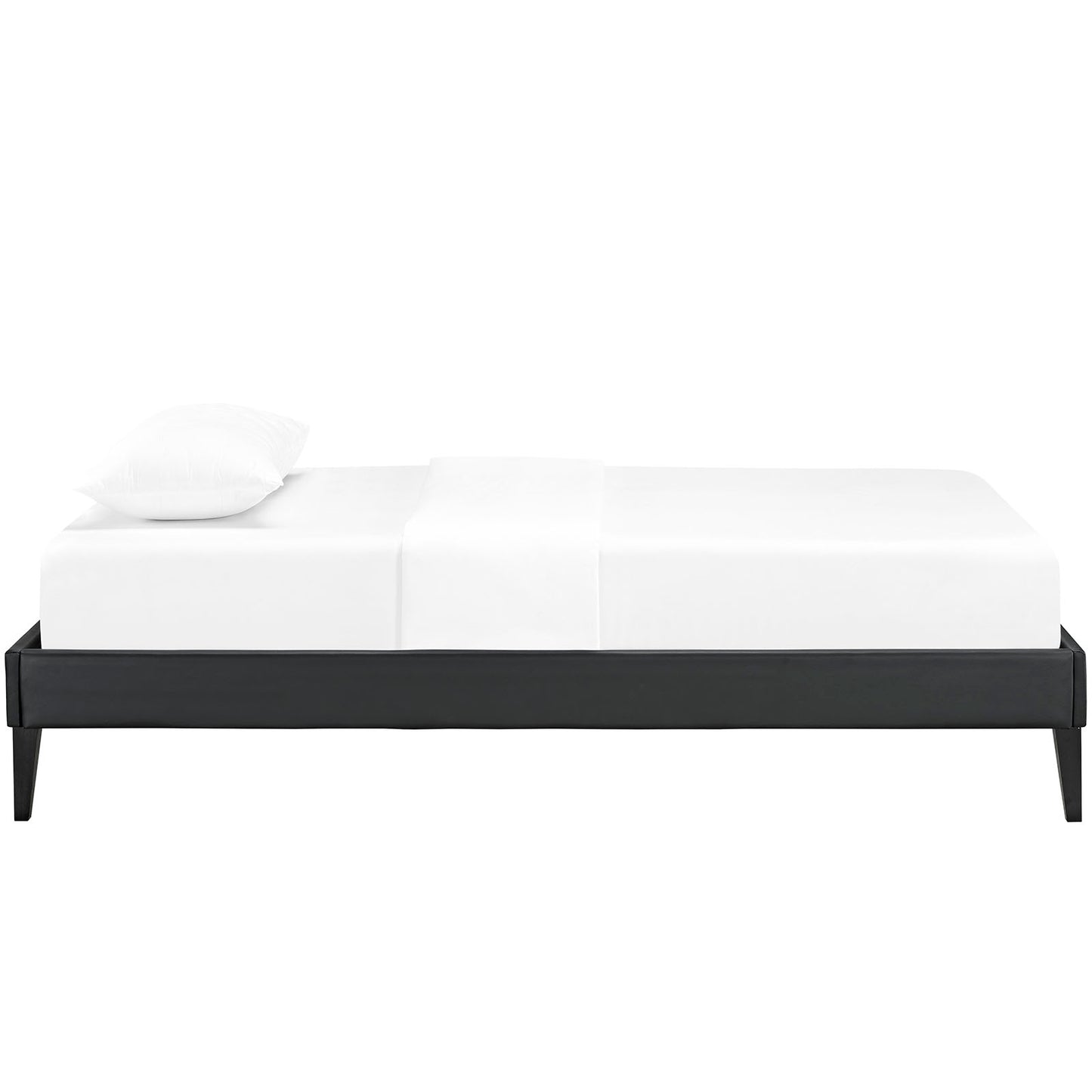 Sharon Vinyl Twin Bed Frame with Squared Tapered Legs