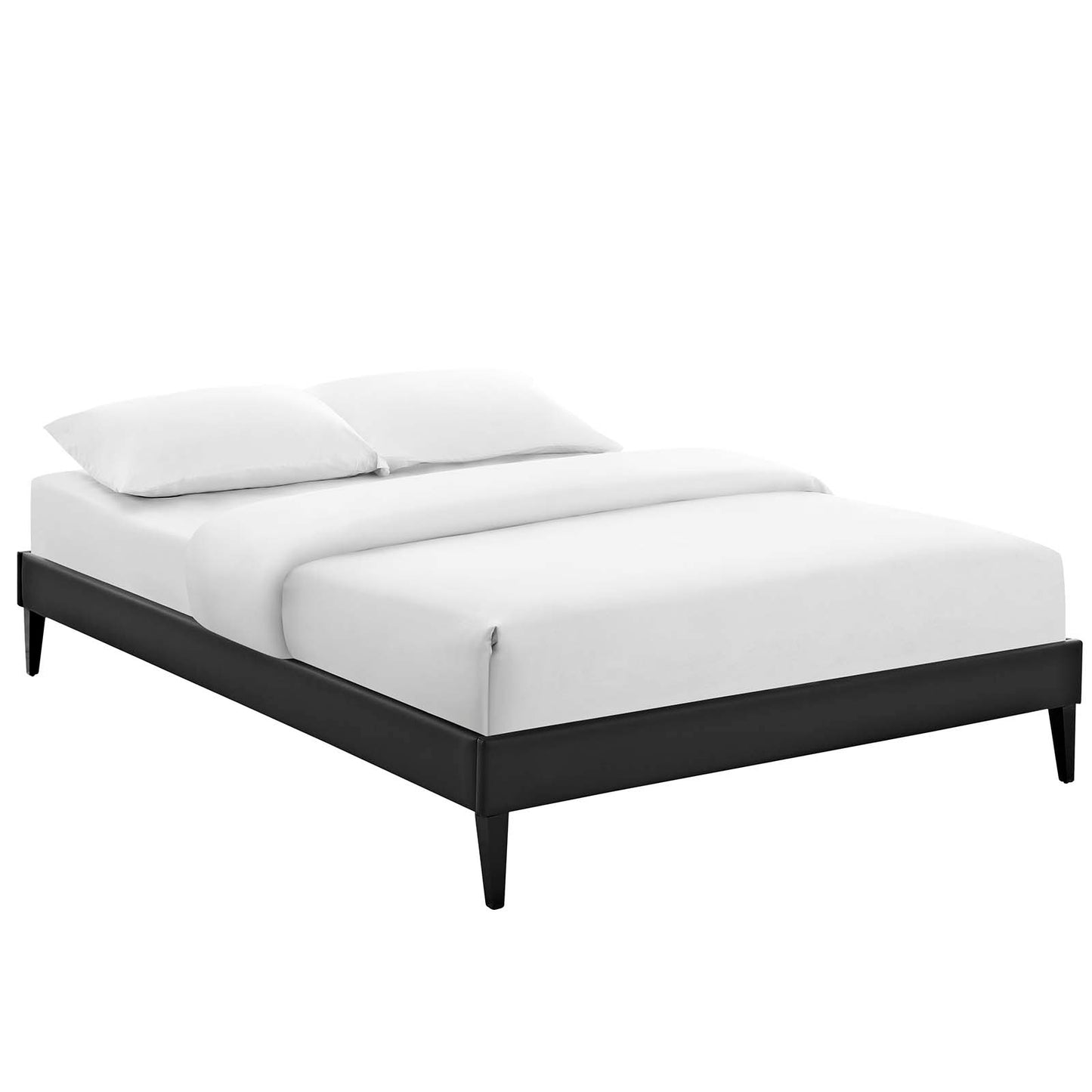 Sharon Vinyl Full Bed Frame with Squared Tapered Legs