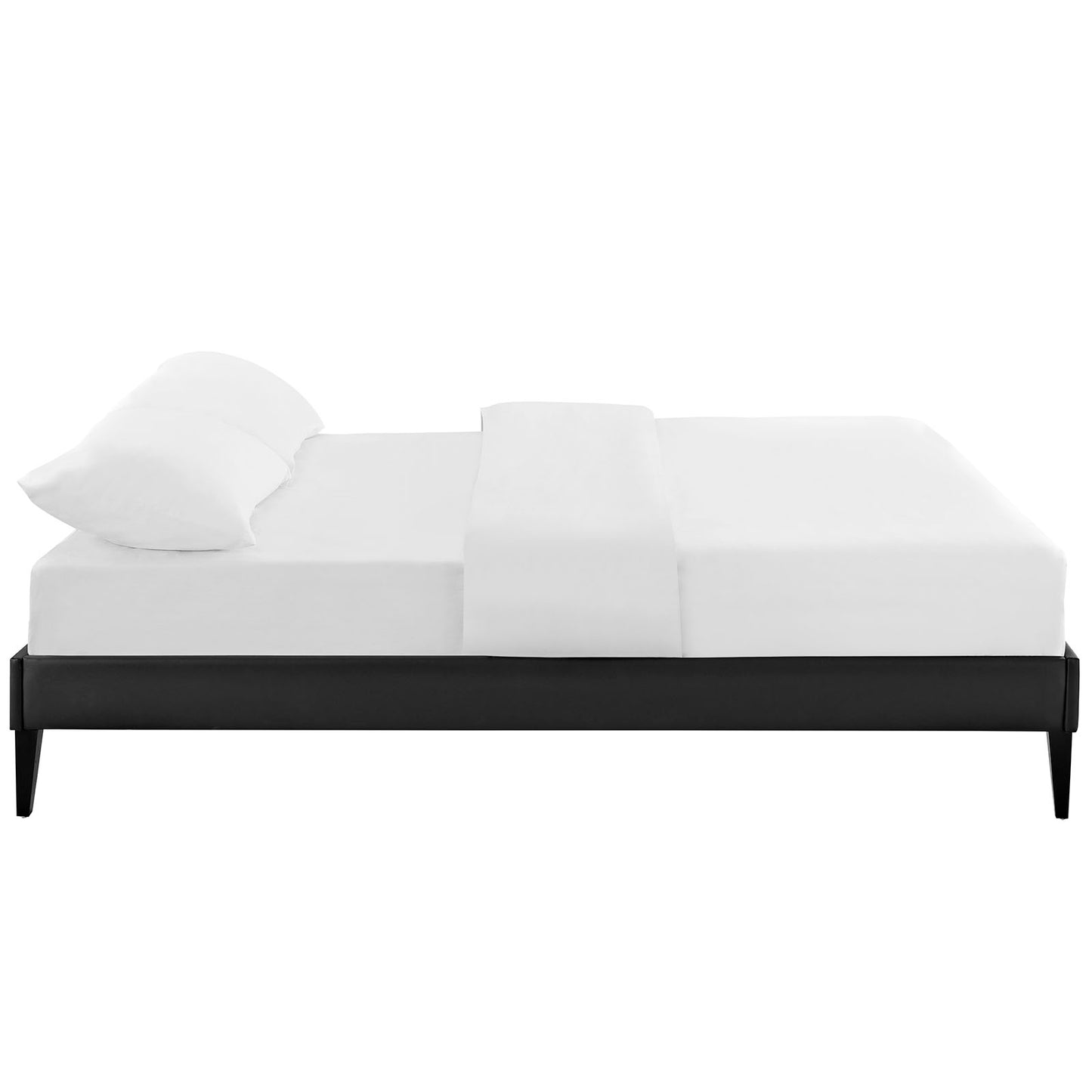 Sharon Vinyl Full Bed Frame with Squared Tapered Legs