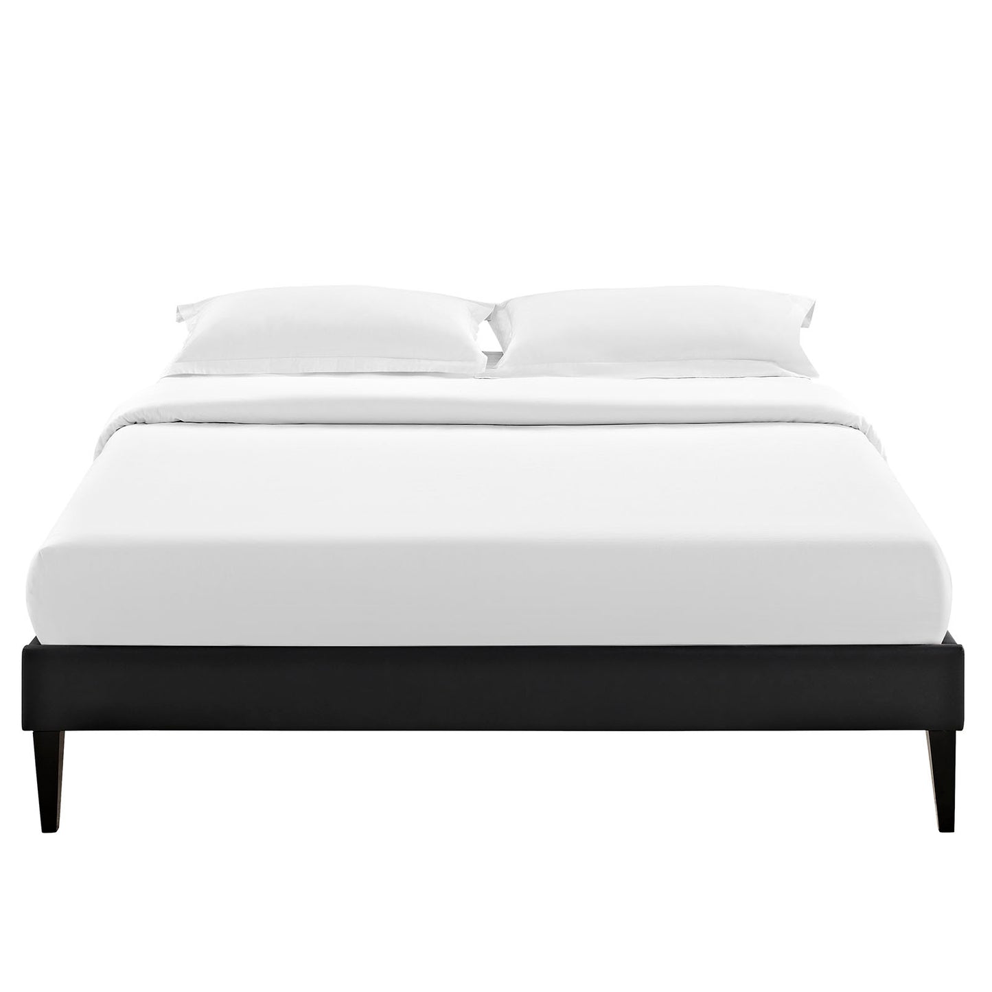 Sharon Vinyl Full Bed Frame with Squared Tapered Legs