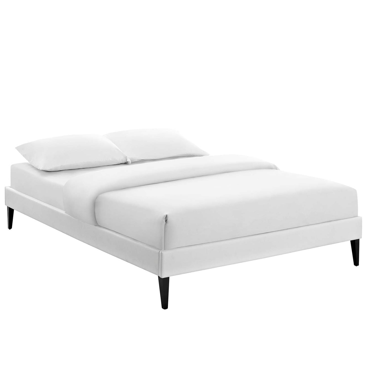 Sharon Vinyl Full Bed Frame with Squared Tapered Legs