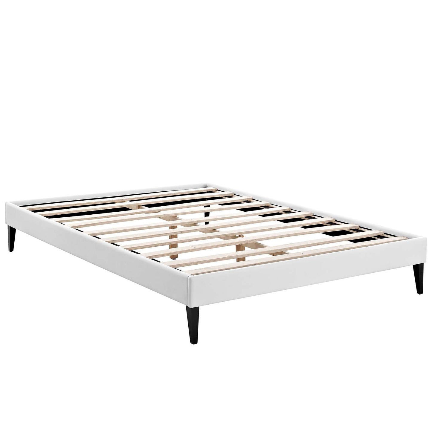 Sharon Vinyl Full Bed Frame with Squared Tapered Legs