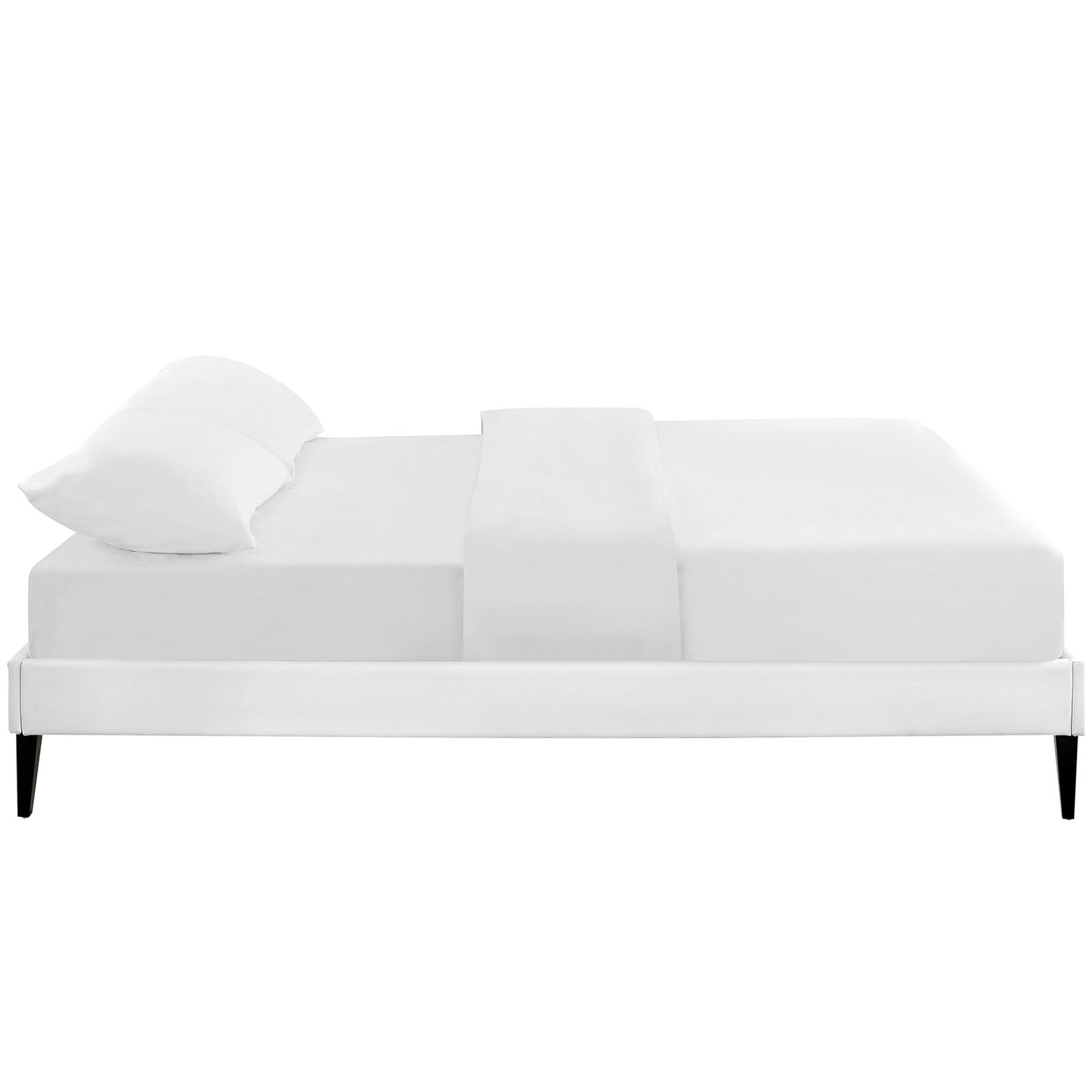 Sharon Vinyl Full Bed Frame with Squared Tapered Legs