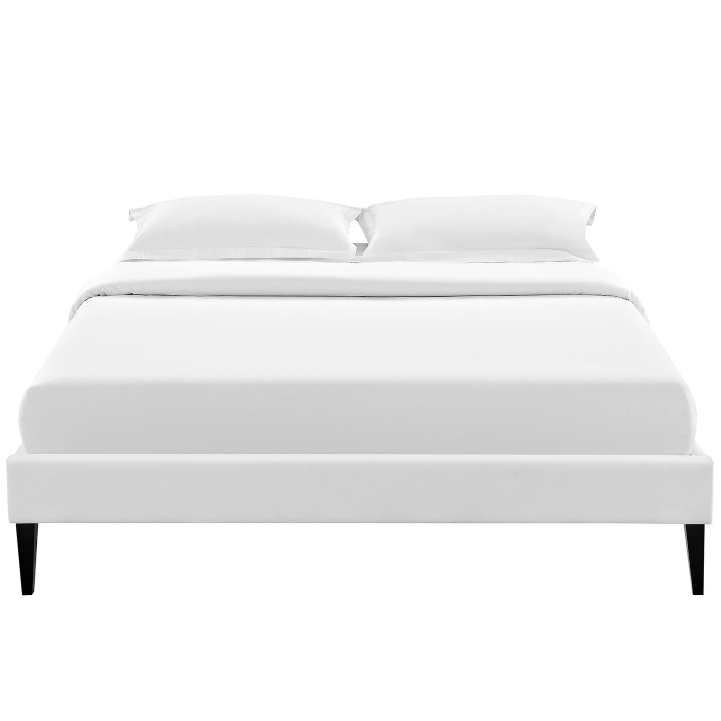 Sharon Vinyl Full Bed Frame with Squared Tapered Legs