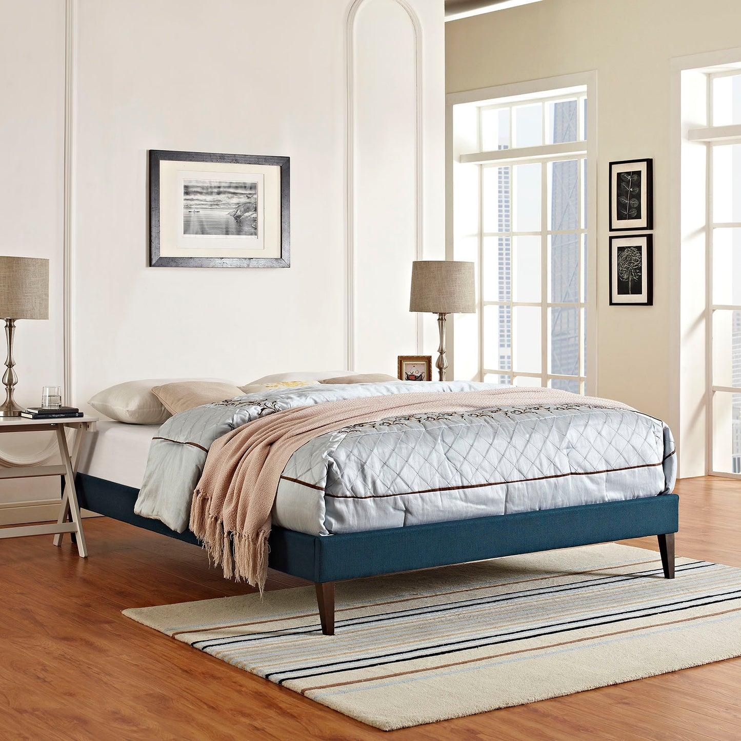 Sharon Fabric Full Bed Frame with Squared Tapered Legs