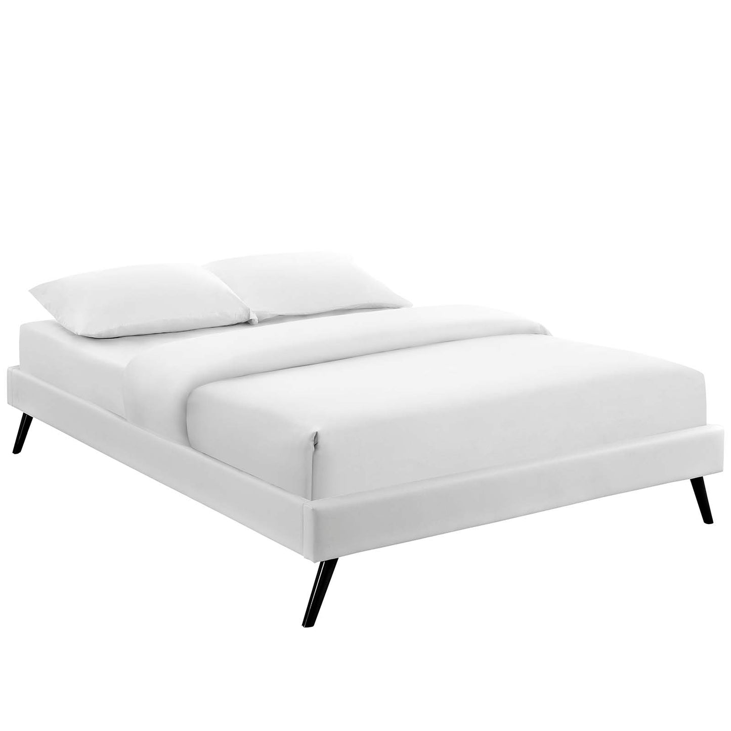 Helen Vinyl Full Bed Frame with Round Splayed Legs