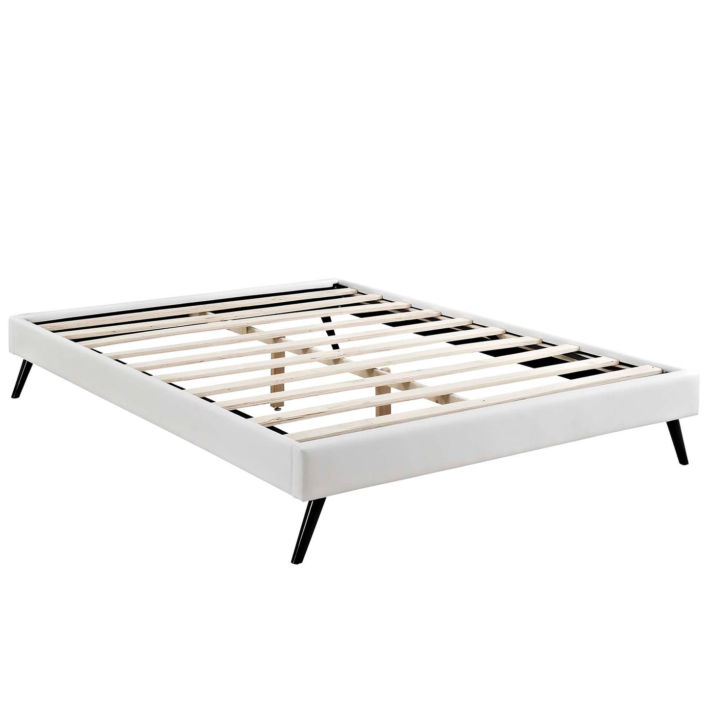 Helen Vinyl Full Bed Frame with Round Splayed Legs