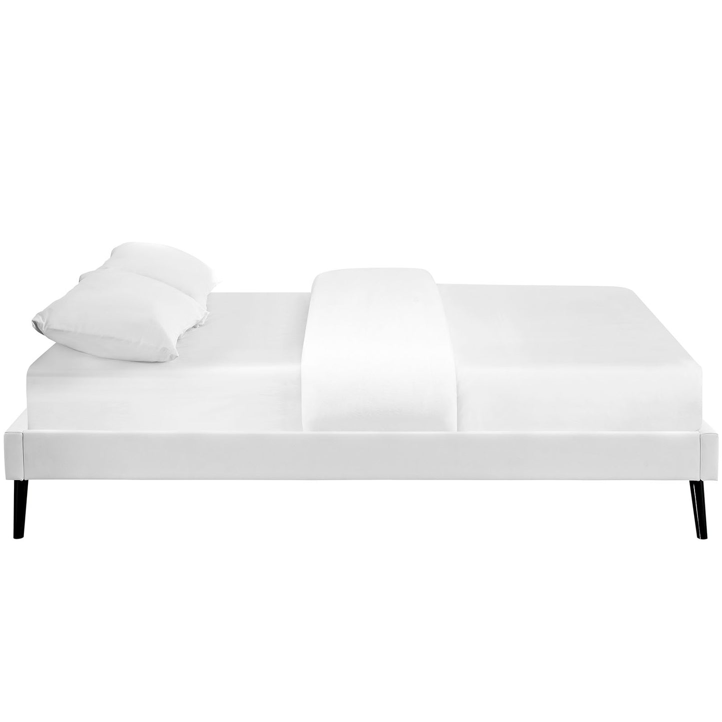 Helen Vinyl Full Bed Frame with Round Splayed Legs