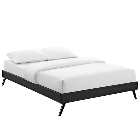 Helen Vinyl Queen Bed Frame with Round Splayed Legs