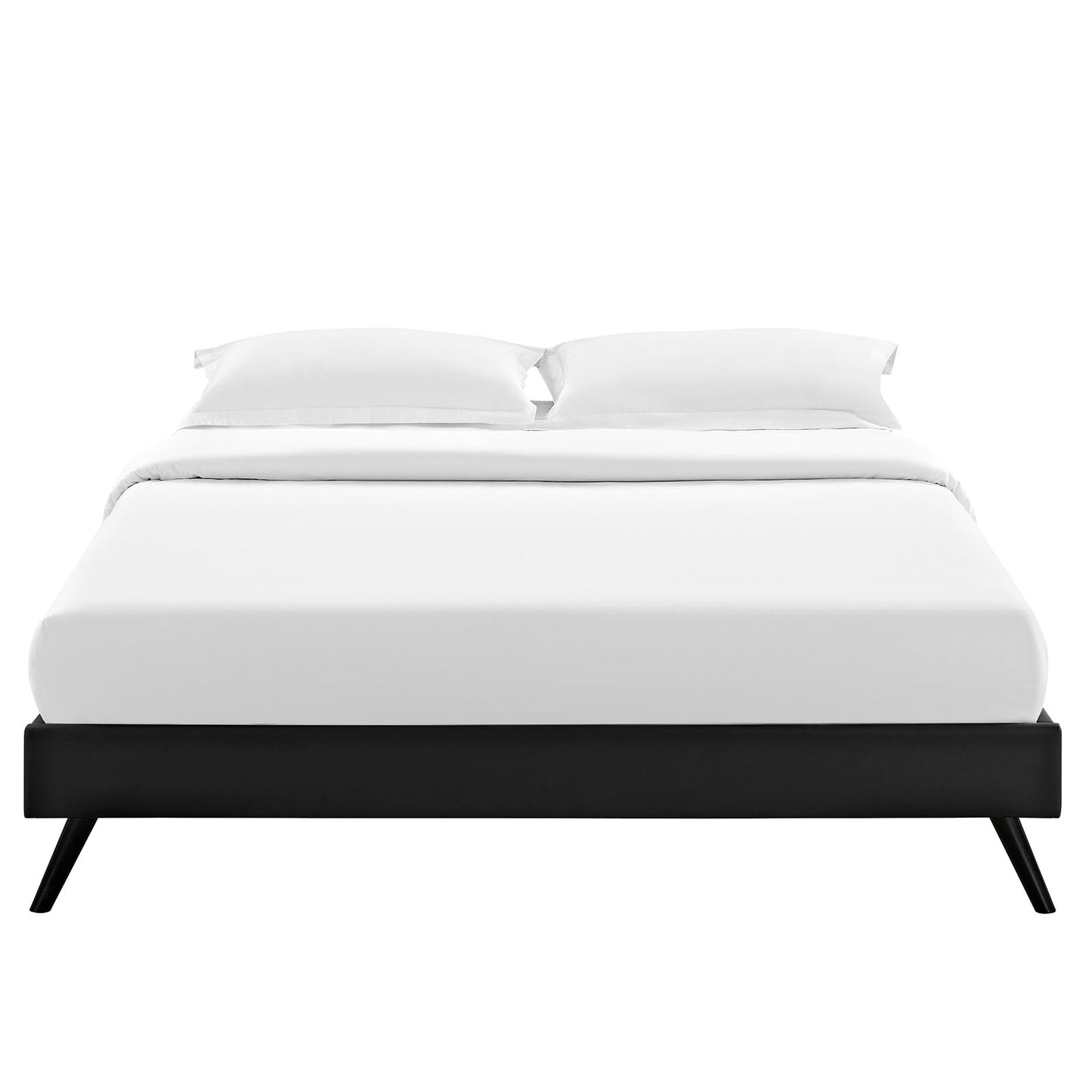 Helen Vinyl Queen Bed Frame with Round Splayed Legs