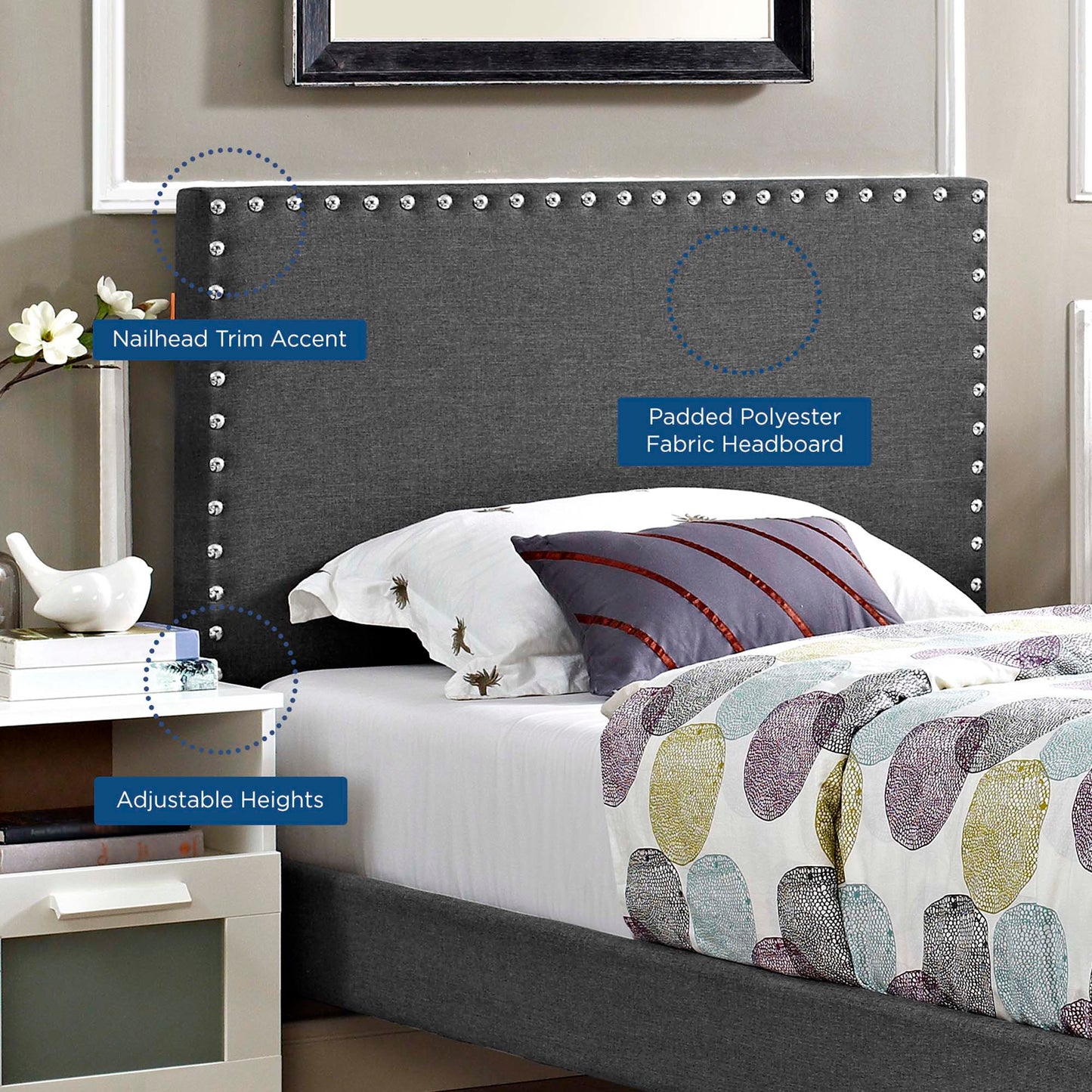 Phoebe Upholstered Fabric Twin Headboard