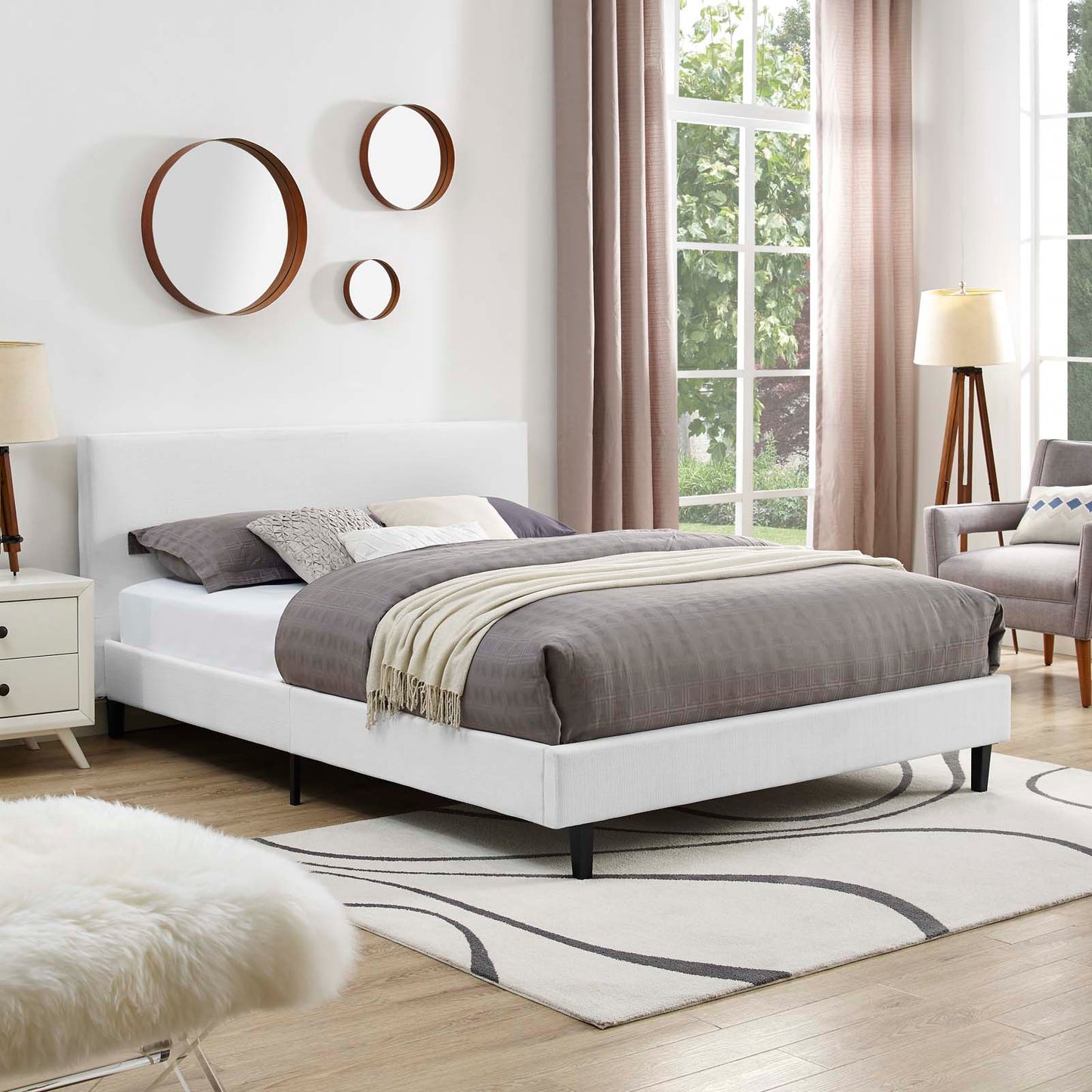 Cama Queen de tela Anya de Modway