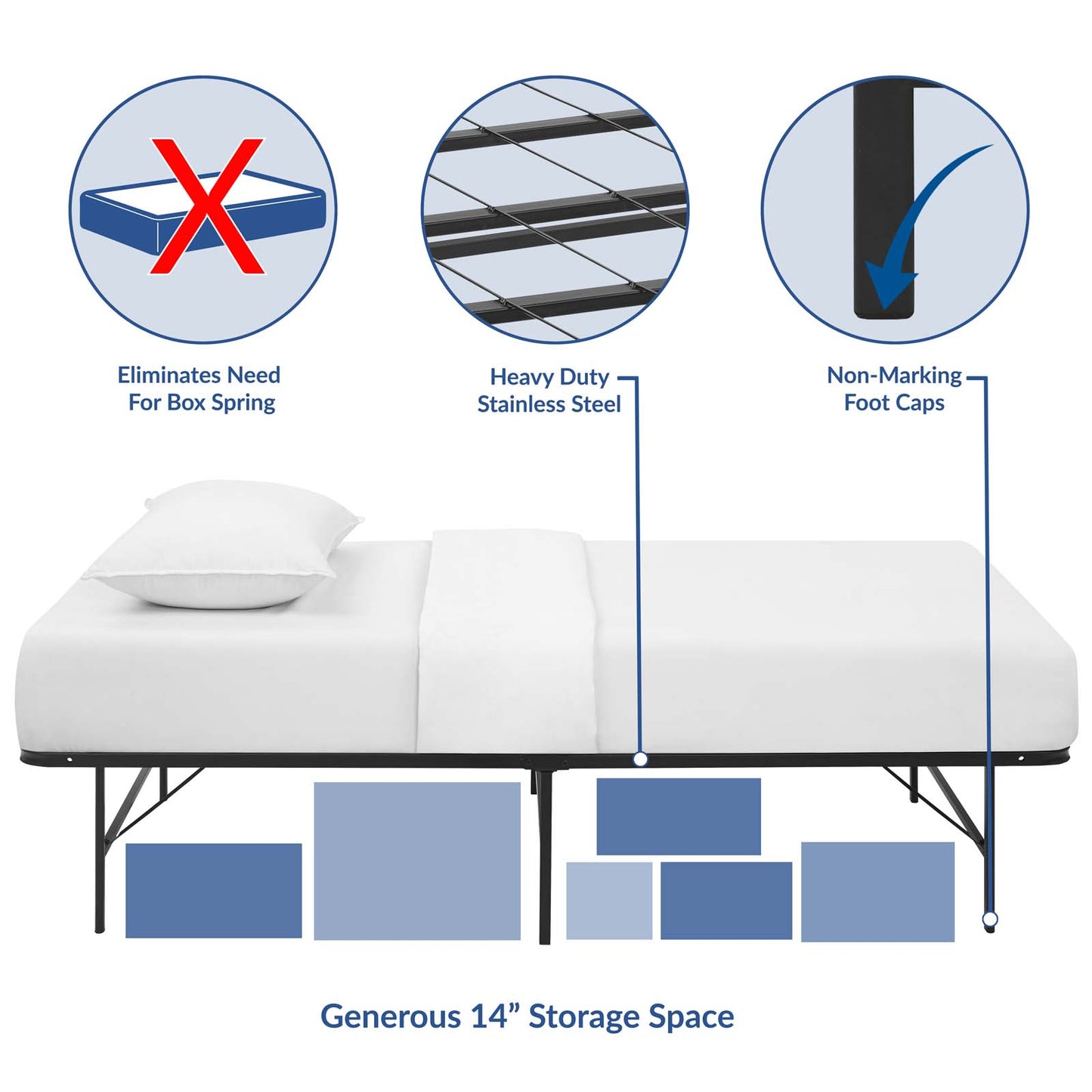 Horizon Stainless Steel Twin Bed Frame