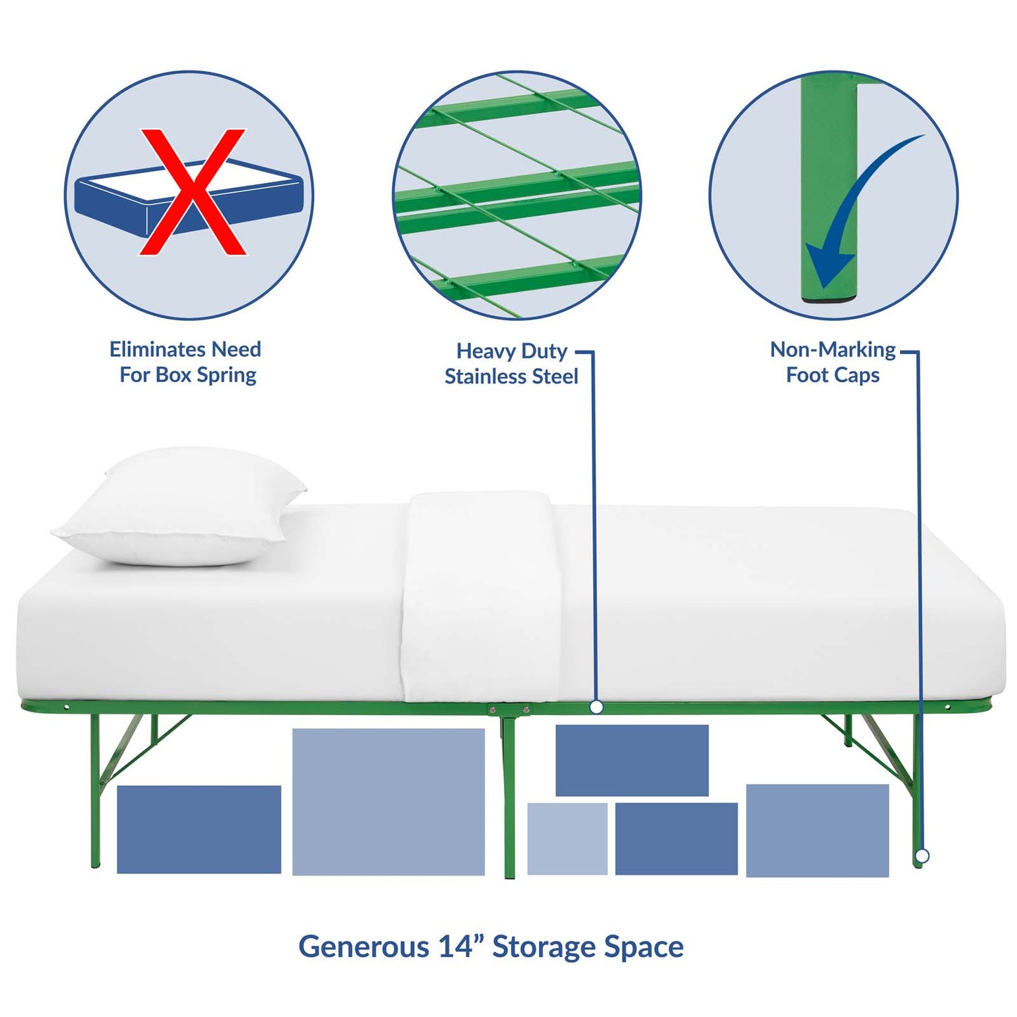 Horizon Stainless Steel Twin Bed Frame