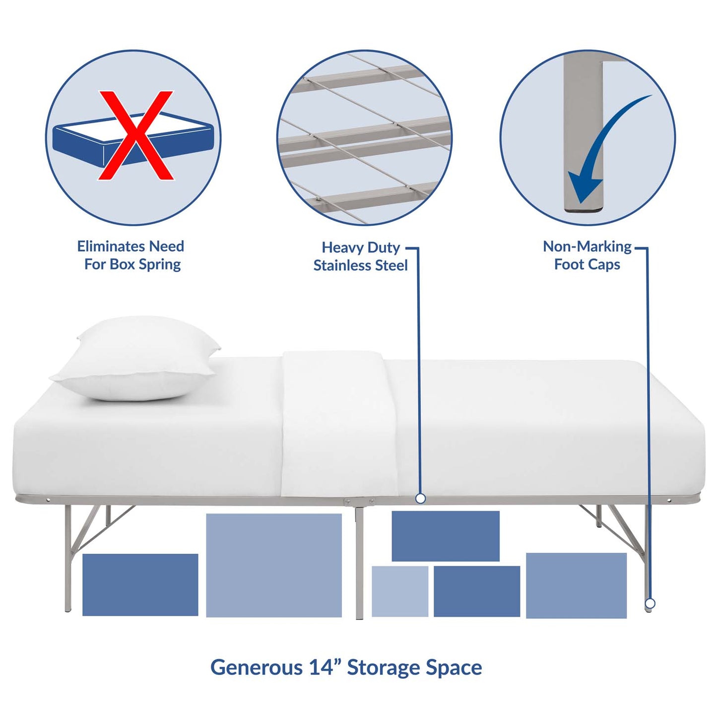 Horizon Stainless Steel Twin Bed Frame