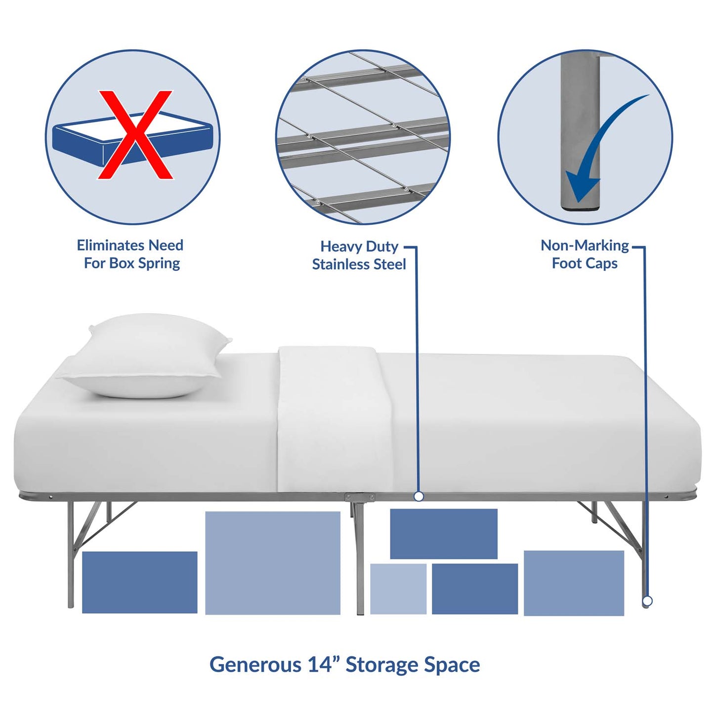 Horizon Stainless Steel Twin Bed Frame