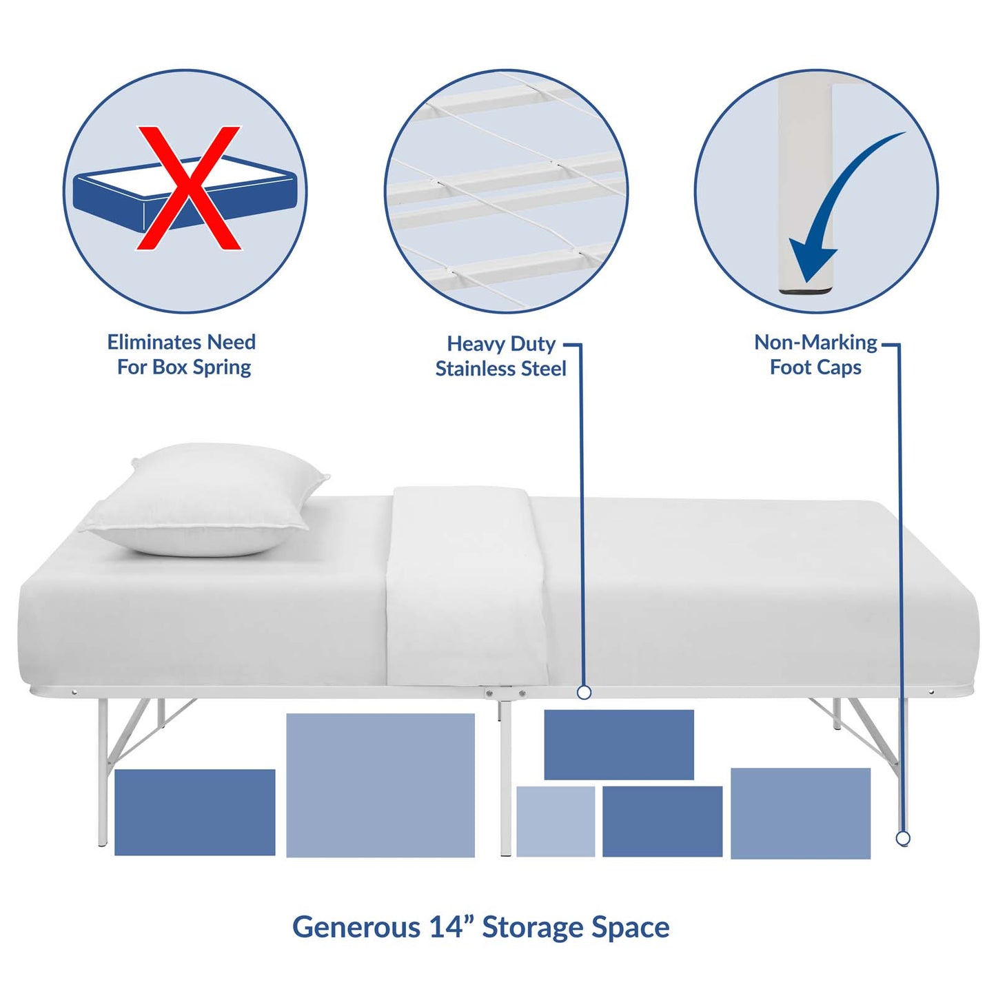 Horizon Stainless Steel Twin Bed Frame