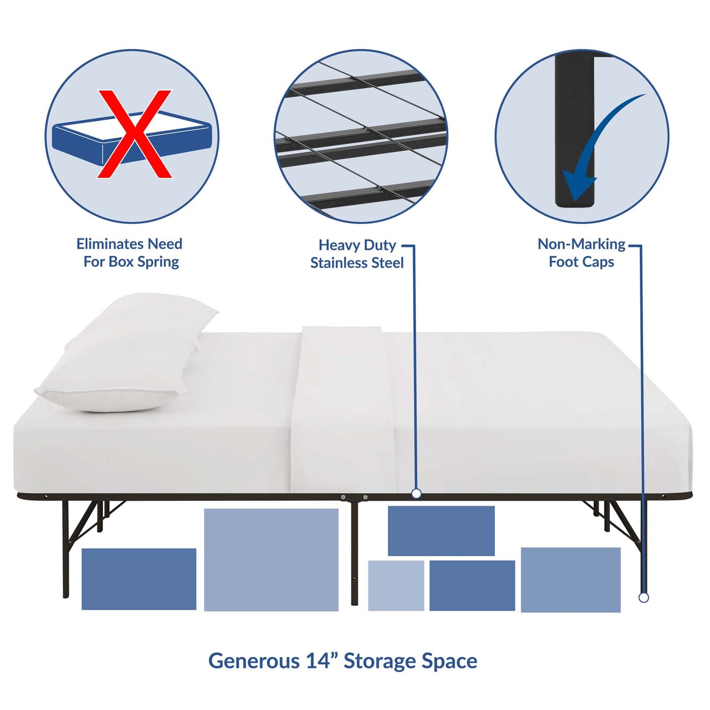 Horizon Stainless Steel Queen Bed Frame