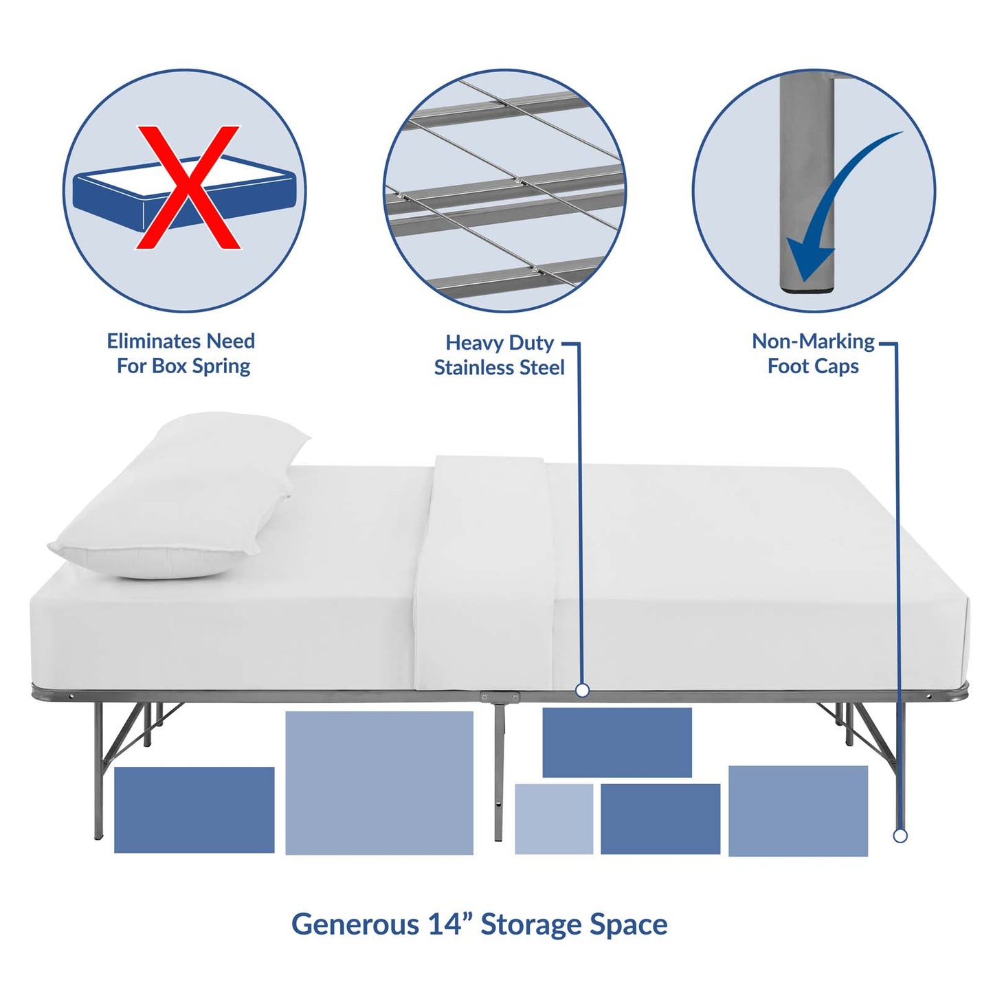 Horizon Stainless Steel Queen Bed Frame