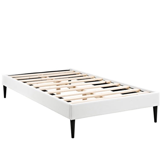 Sherry Vinyl Twin Bed Frame with Round Tapered Legs