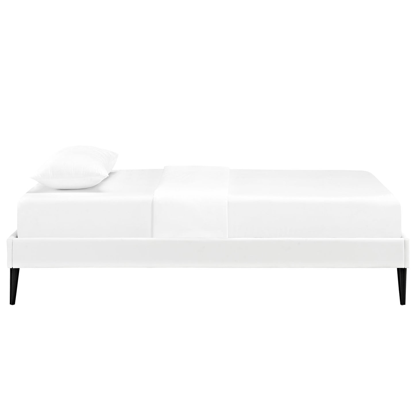 Sherry Vinyl Twin Bed Frame with Round Tapered Legs