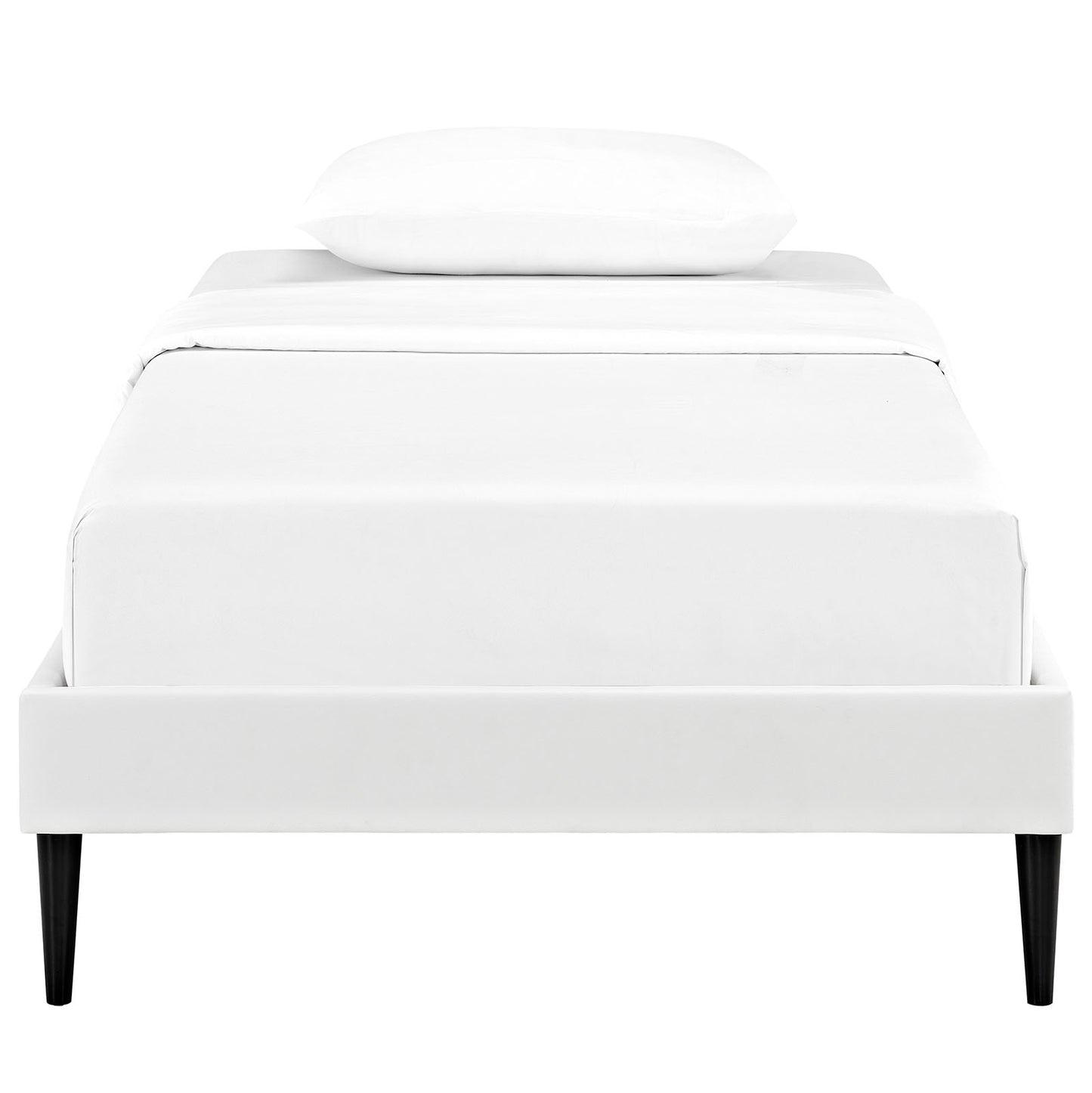 Sherry Vinyl Twin Bed Frame with Round Tapered Legs